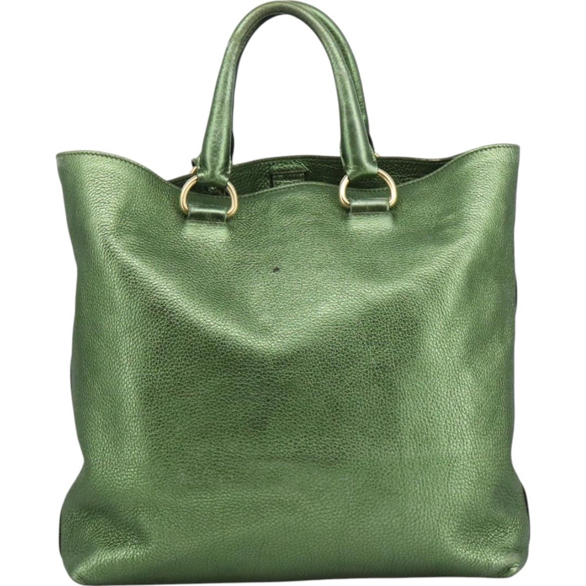 Prada Saffiano Green Leather Tote Bag (Pre-Owned) Size ONE SIZE - 2 Thumbnail