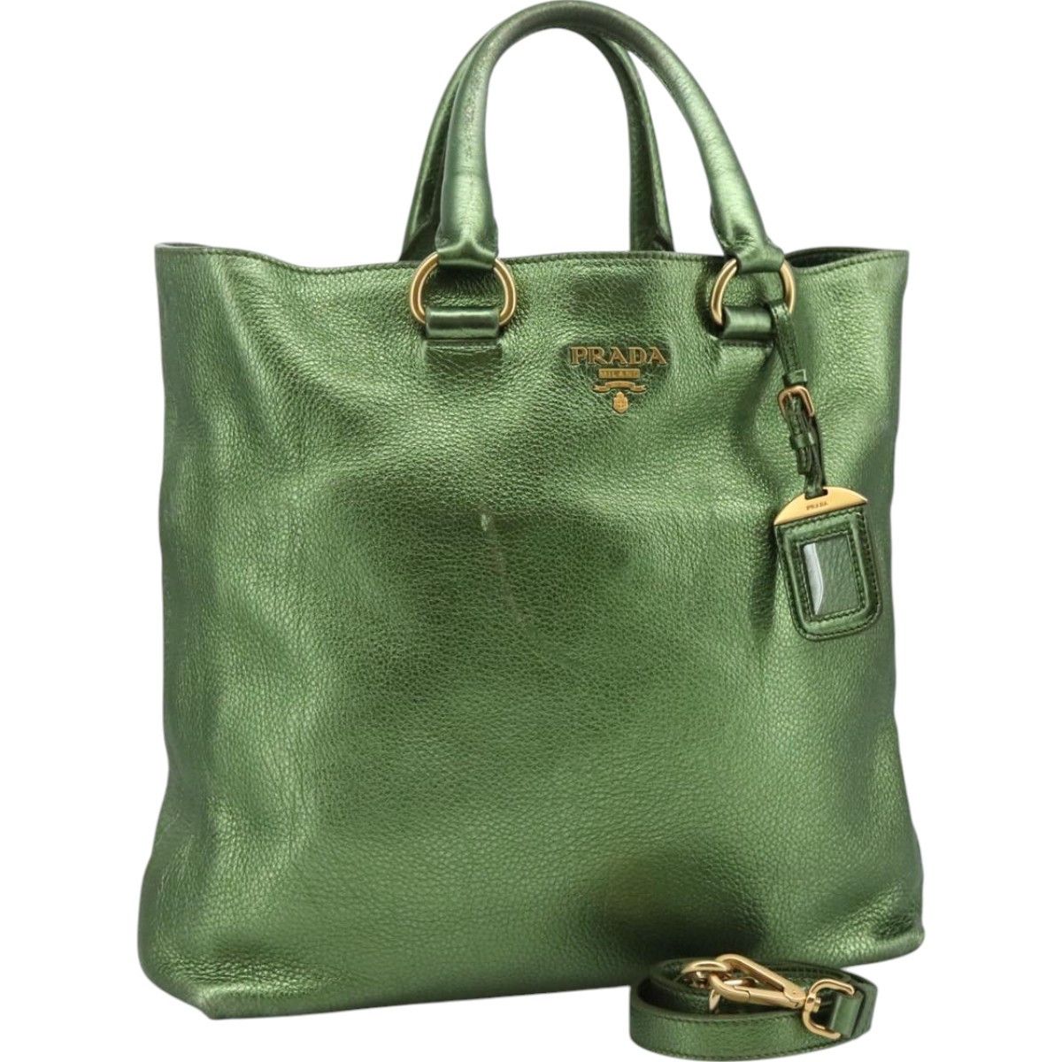 Prada Saffiano Green Leather Tote Bag (Pre-Owned) Size ONE SIZE - 18 Thumbnail