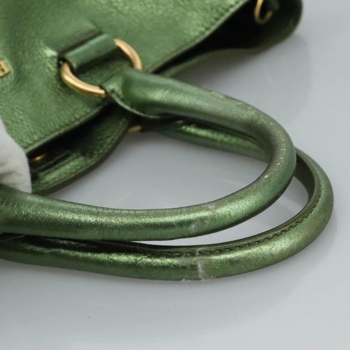 Prada Saffiano Green Leather Tote Bag (Pre-Owned) Size ONE SIZE - 10 Thumbnail