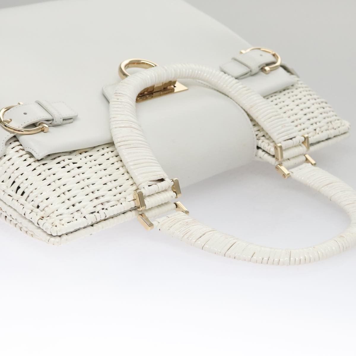 Gancini White Patent Leather Handbag (Pre-Owned)