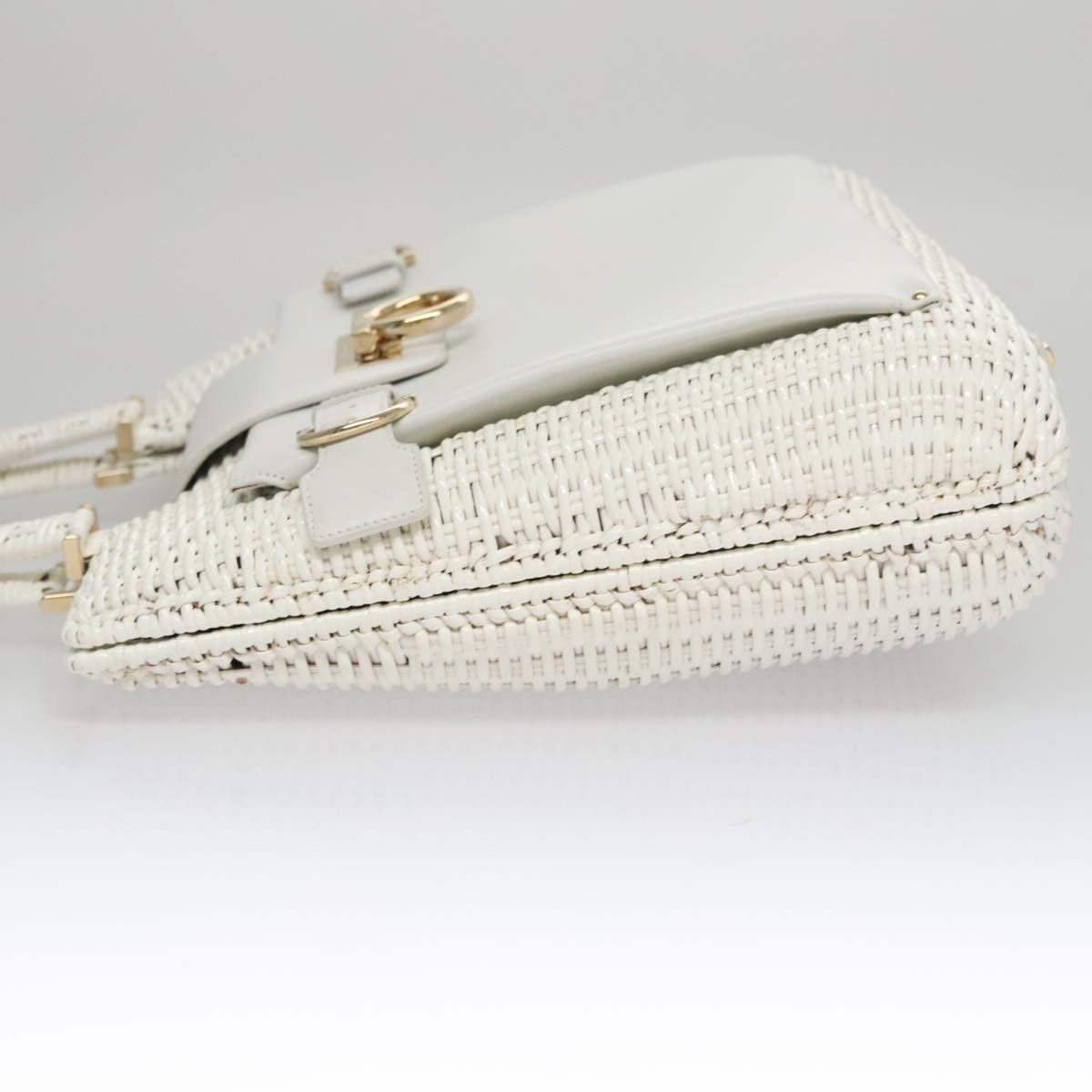 Gancini White Patent Leather Handbag (Pre-Owned)