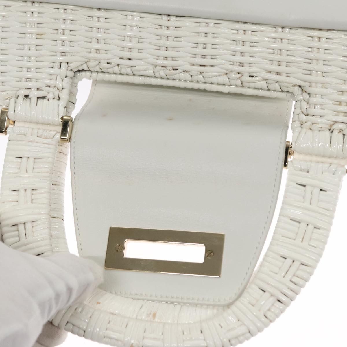 Gancini White Patent Leather Handbag (Pre-Owned)