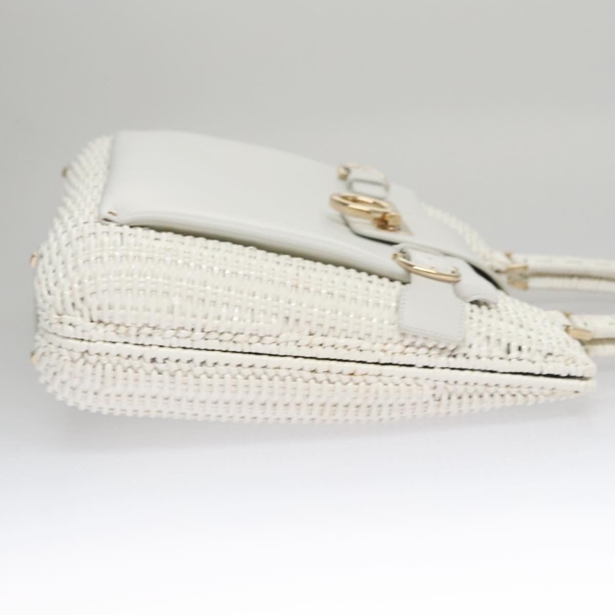Gancini White Patent Leather Handbag (Pre-Owned)