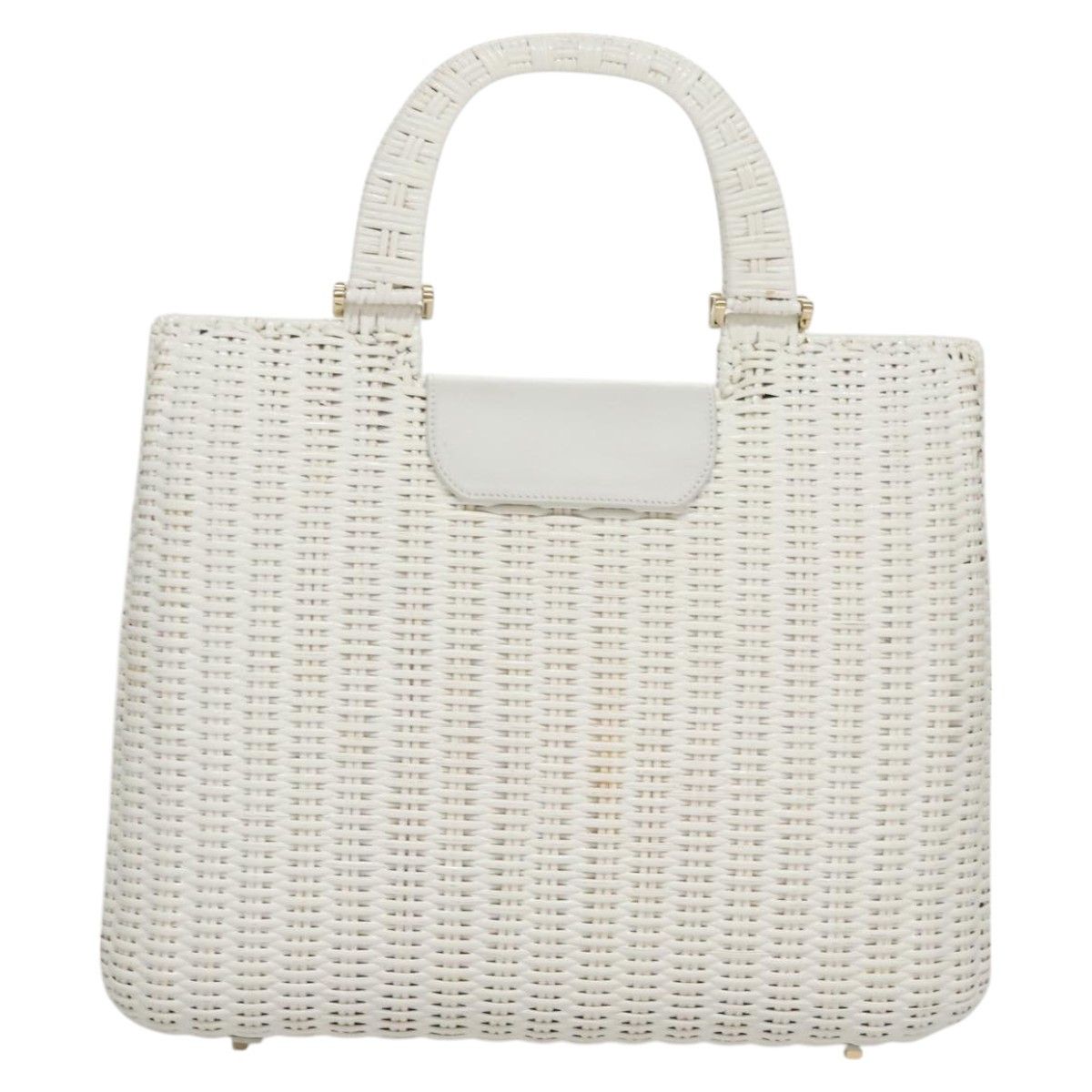 Gancini White Patent Leather Handbag (Pre-Owned)
