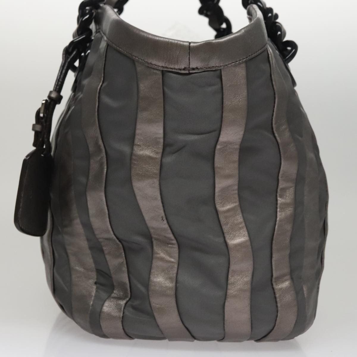 Prada Saffiano Silver Leather Shoulder Bag (Pre-Owned) Size ONE SIZE - 3 Thumbnail