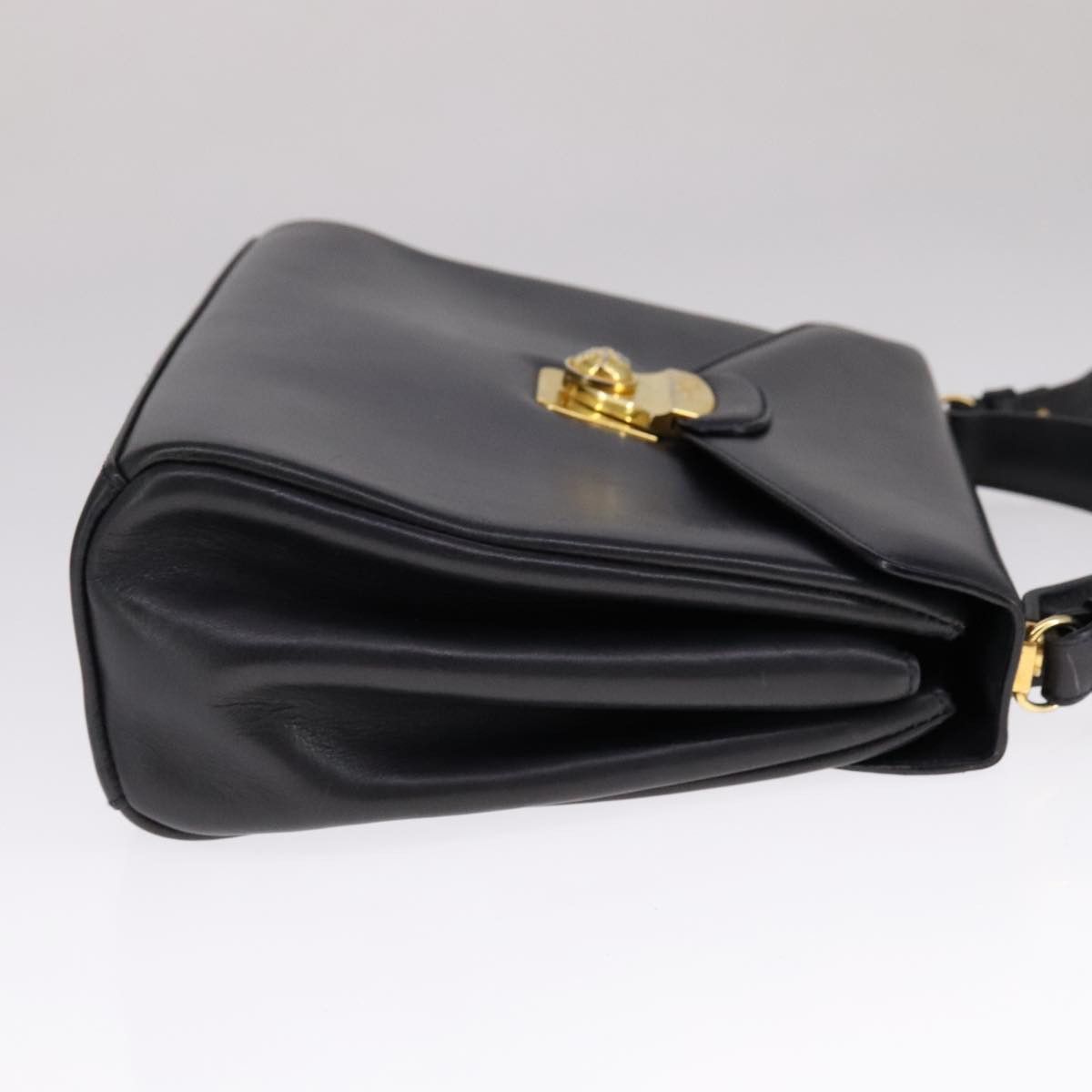 Salvatore Ferragamo Gancio Navy Leather Handbag (Pre-Owned) Size ONE SIZE - 3 Thumbnail