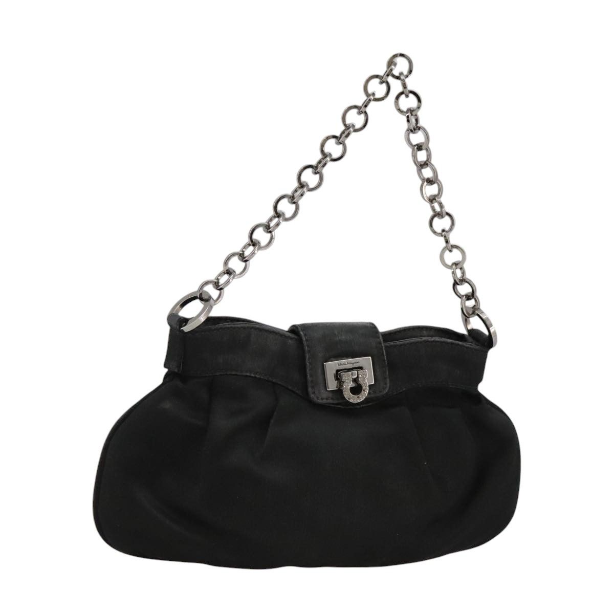 Salvatore Ferragamo Gancini Black Silk Clutch Bag (Pre-Owned) Size ONE SIZE - 15 Thumbnail