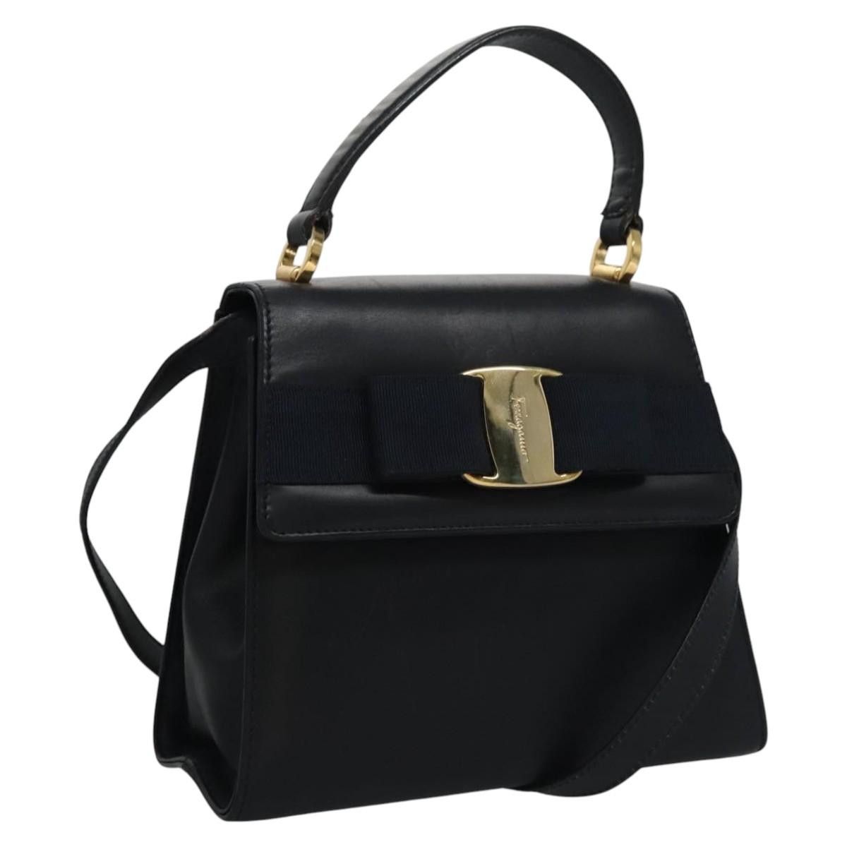 Salvatore Ferragamo Vara Black Leather Handbag (Pre-Owned) Size ONE SIZE - 16 Thumbnail
