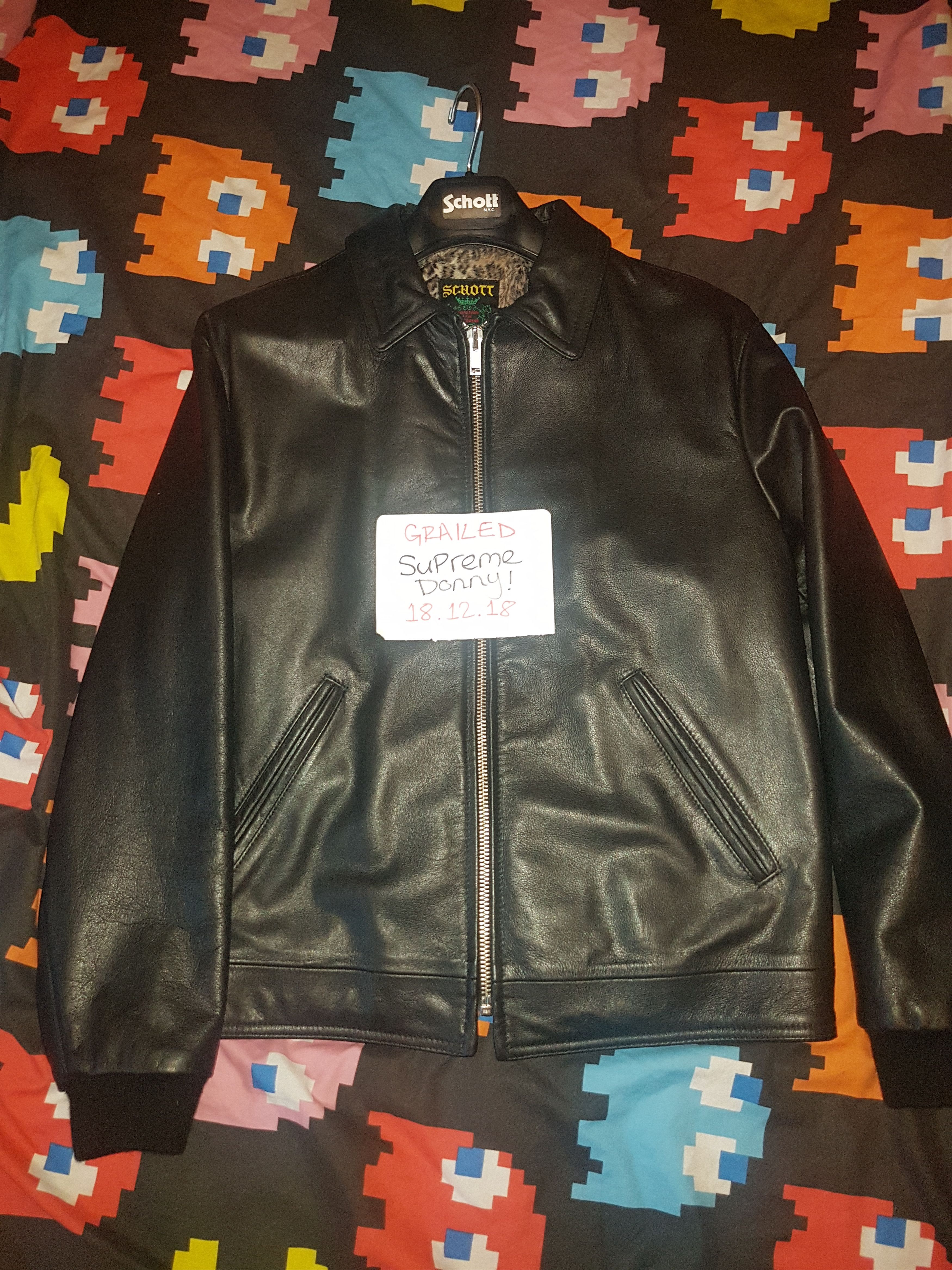 Schott × Supreme Supreme/Schott Leopard lined Leather Work Jacket 