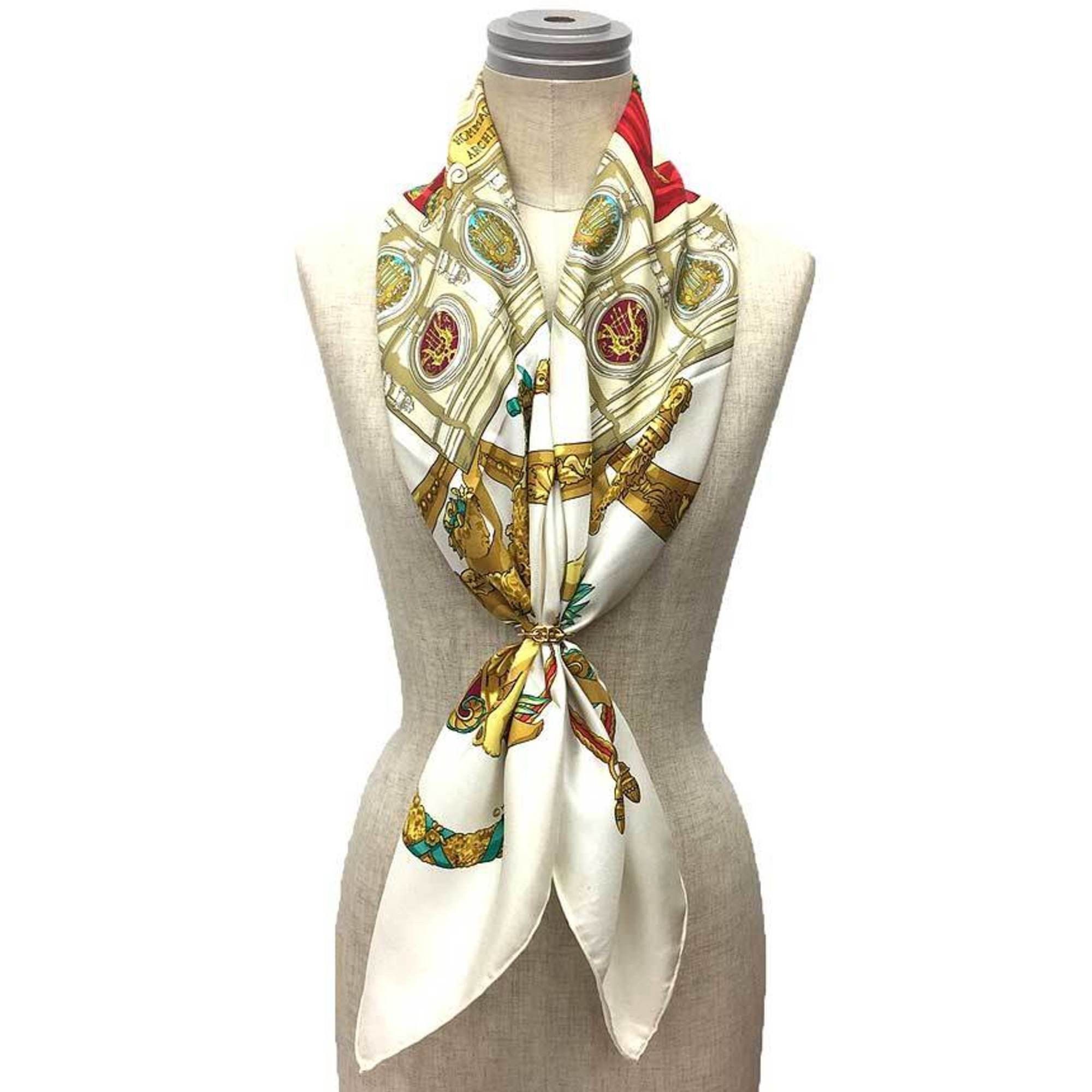 Hermes Hermes Carre 90 Scarf Muffler HOMMAGE A CHARLES GARNIER (Tribute to Charles Garnier) White 100% Silk Size ONE SIZE - 2 Thumbnail