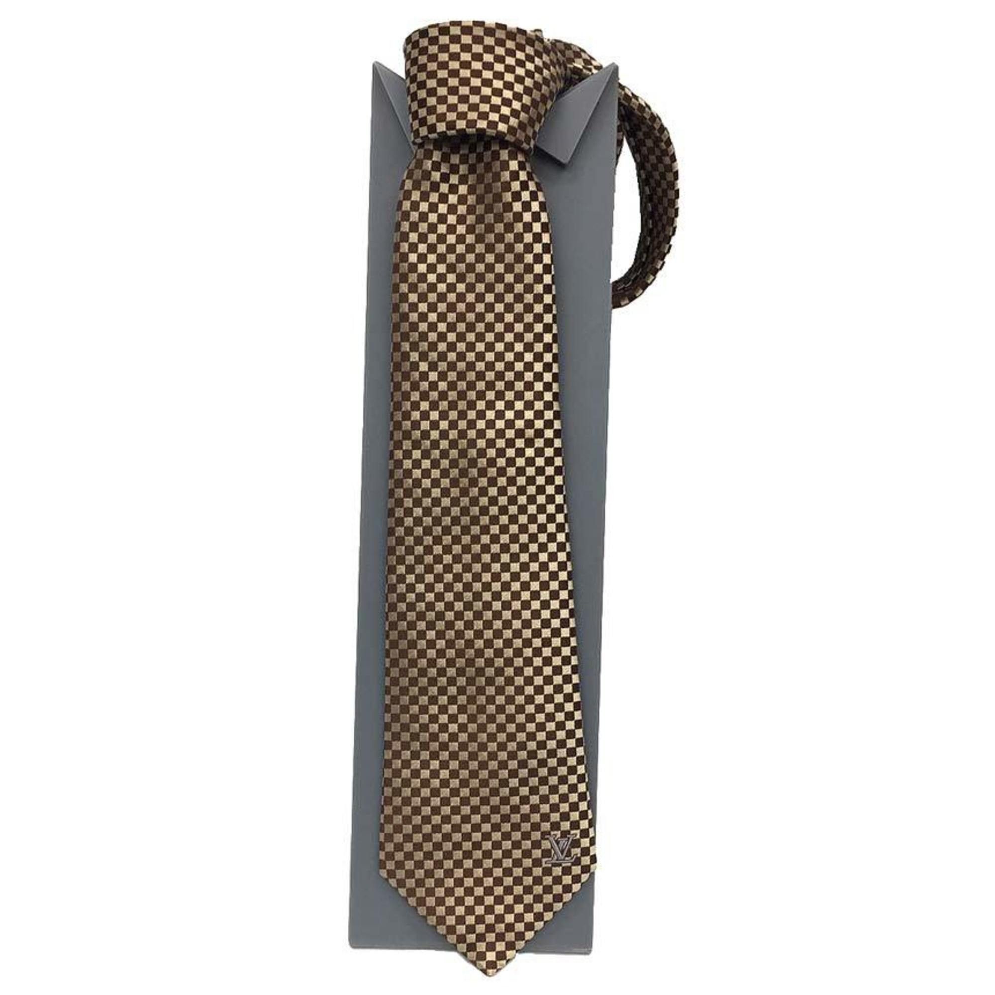 Louis Vuitton LOUIS VUITTON Damier Necktie Brown 100% Silk Men's Size ONE SIZE - 2 Thumbnail