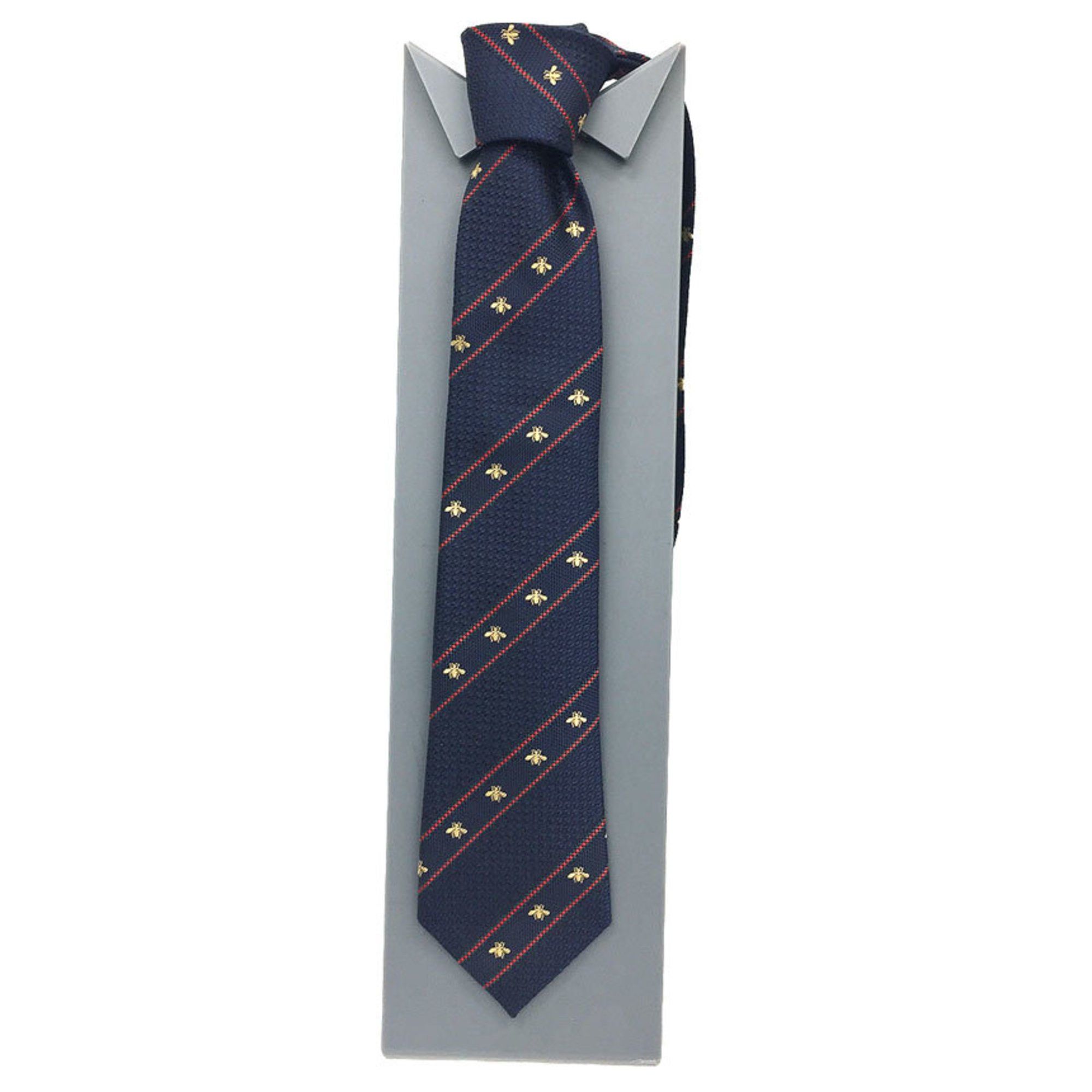 Gucci Gucci tie Bee stripe silk navy men's Size ONE SIZE - 2 Thumbnail