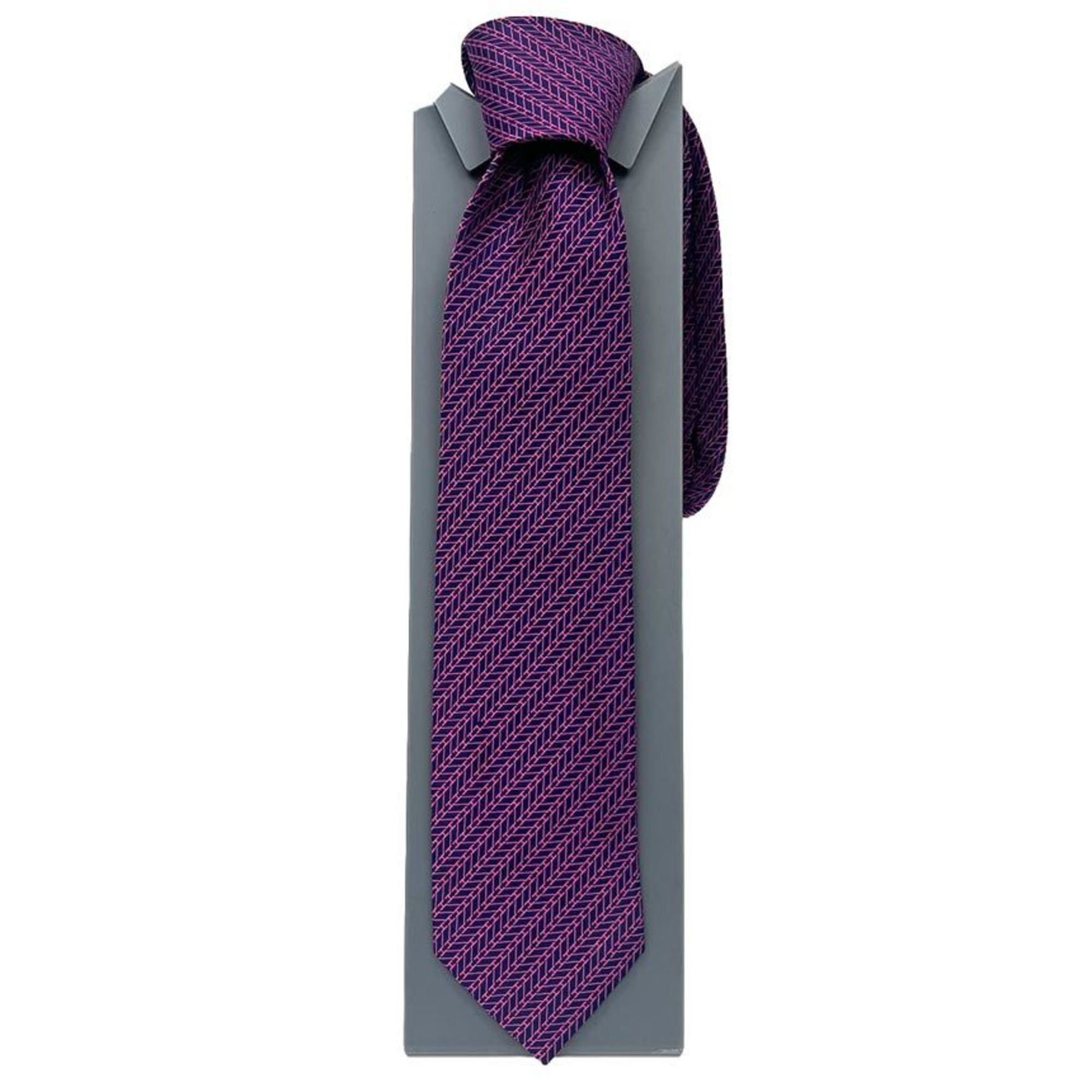 Hermes Hermes tie H pattern 100% silk navy x pink men's Size ONE SIZE - 2 Thumbnail