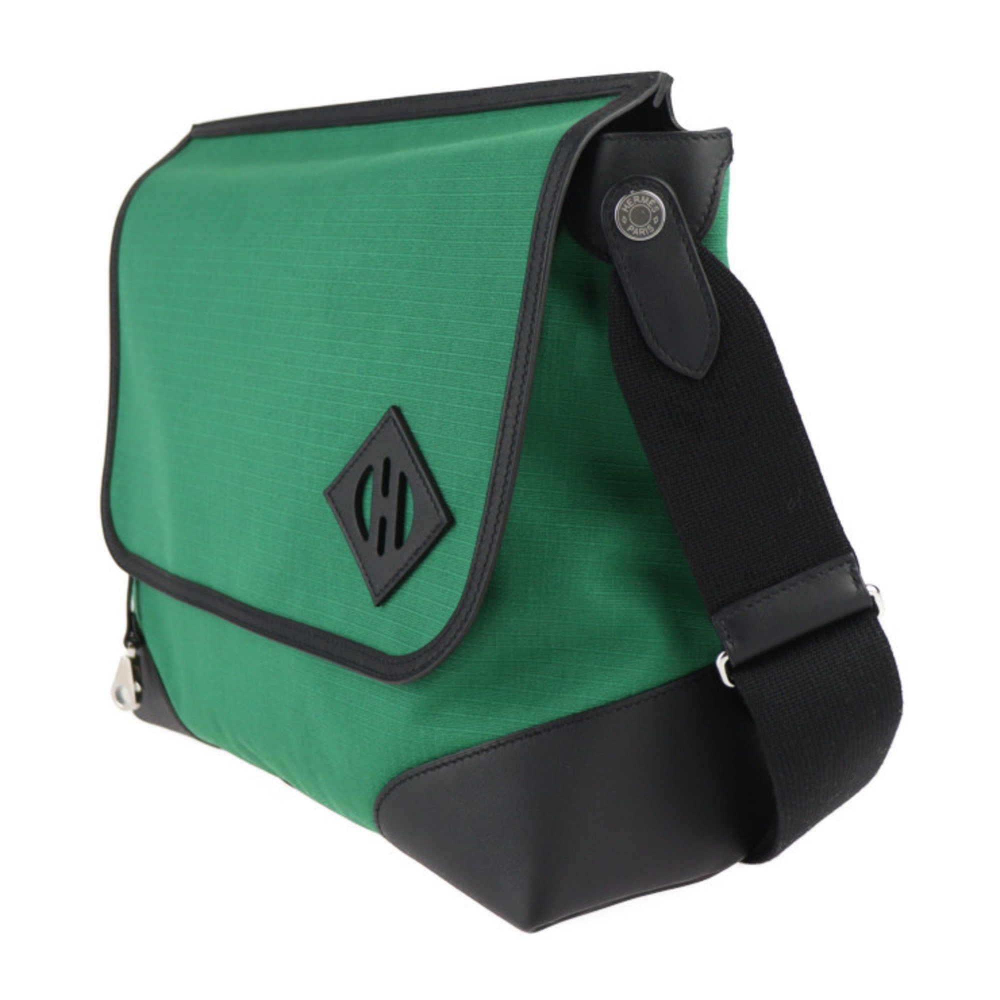 Hermes HERMES All-Back Shoulder Bag - Toile Bivouac x Swift Leather Green Black Crossbody Size ONE SIZE - 3 Thumbnail