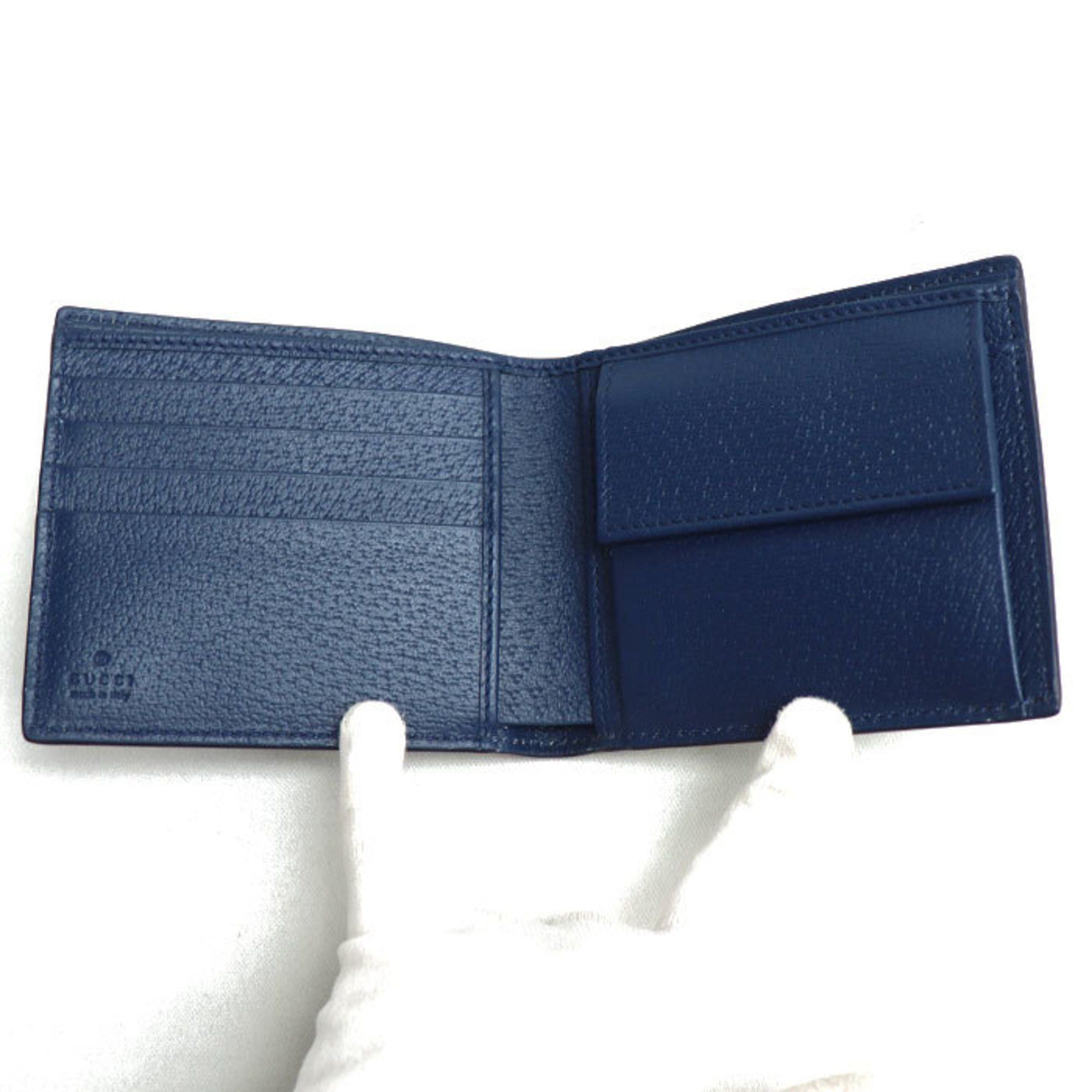 Gucci GUCCI GG Coin Wallet Bi-fold Beige Navy 768244 Men's Size ONE SIZE - 3 Thumbnail
