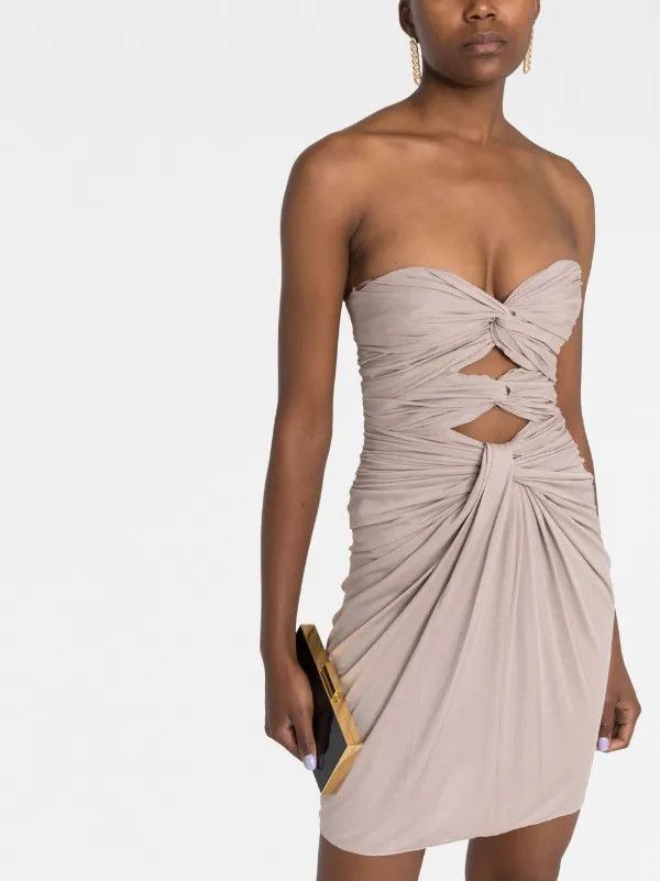 Saint Laurent Paris Cut-out Mini Dress as seen on Hailey Bieber Size XS / US 0-2 / IT 36-38 - 2 Thumbnail