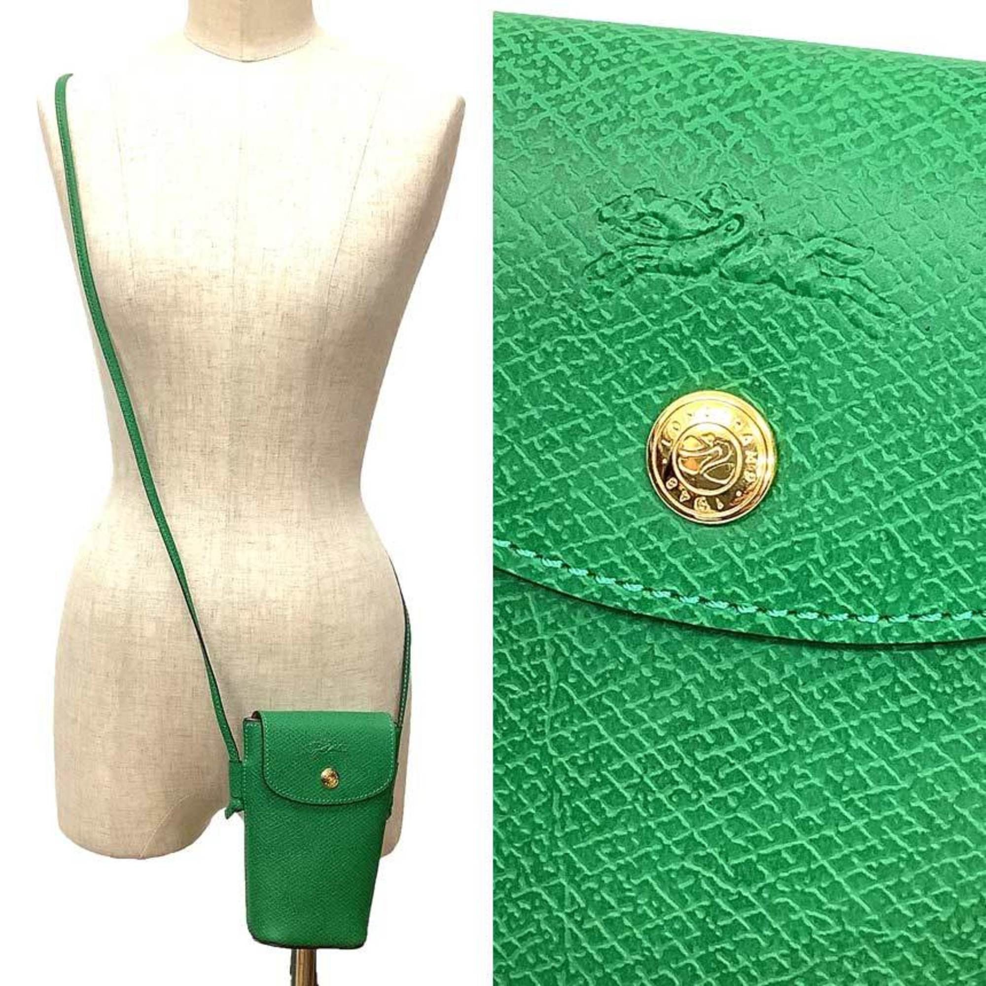 Longchamp LONGCHAMP 34193 HYZ Shoulder Bag Epuree Smartphone Crossbody Pochette Leather Vert / VERT (129) Longchamp Size ONE SIZE - 3 Thumbnail