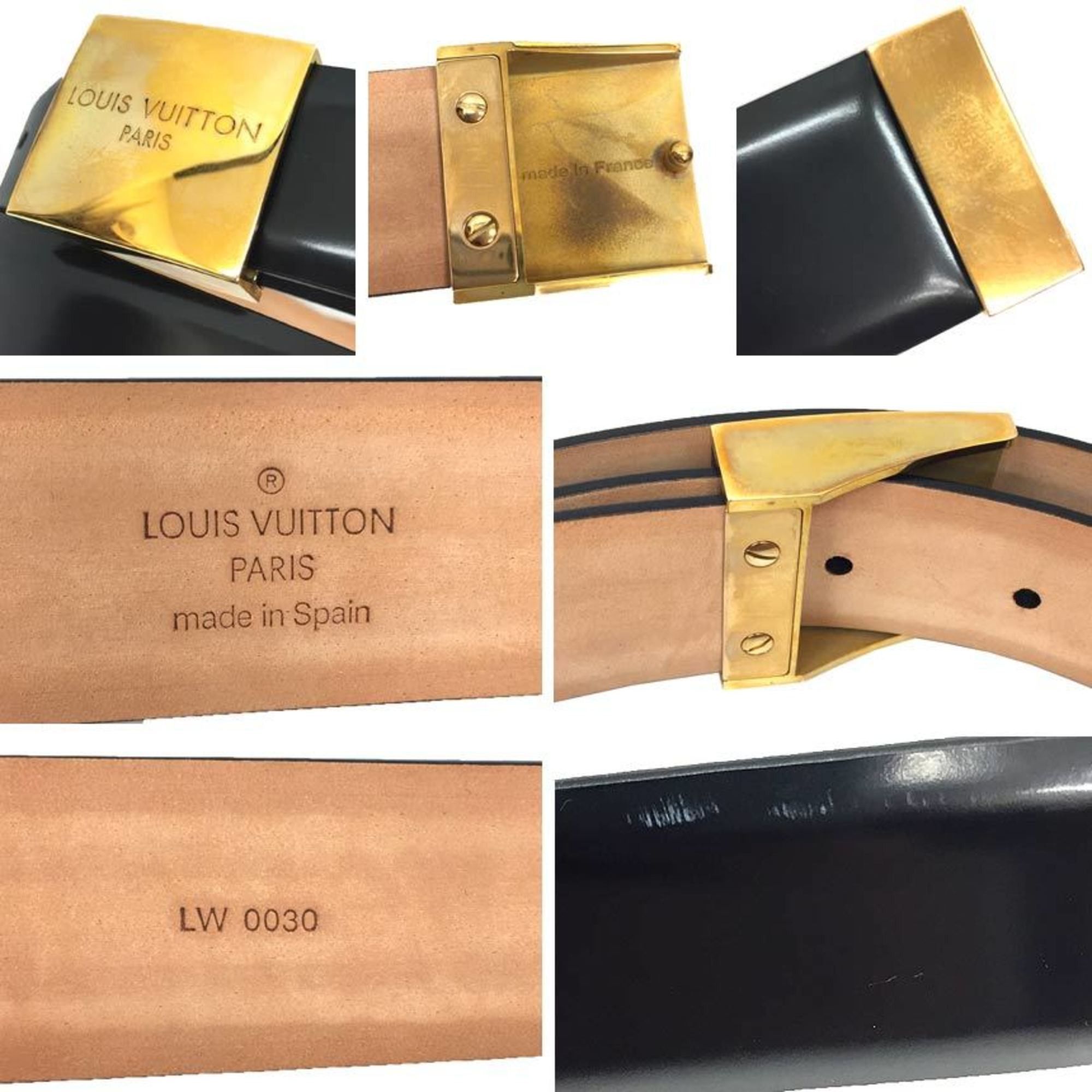 Louis Vuitton Louis Vuitton Leather Belt Santur Carre M6801 108-118cm Black Gold Buckle Men's Size ONE SIZE - 3 Thumbnail