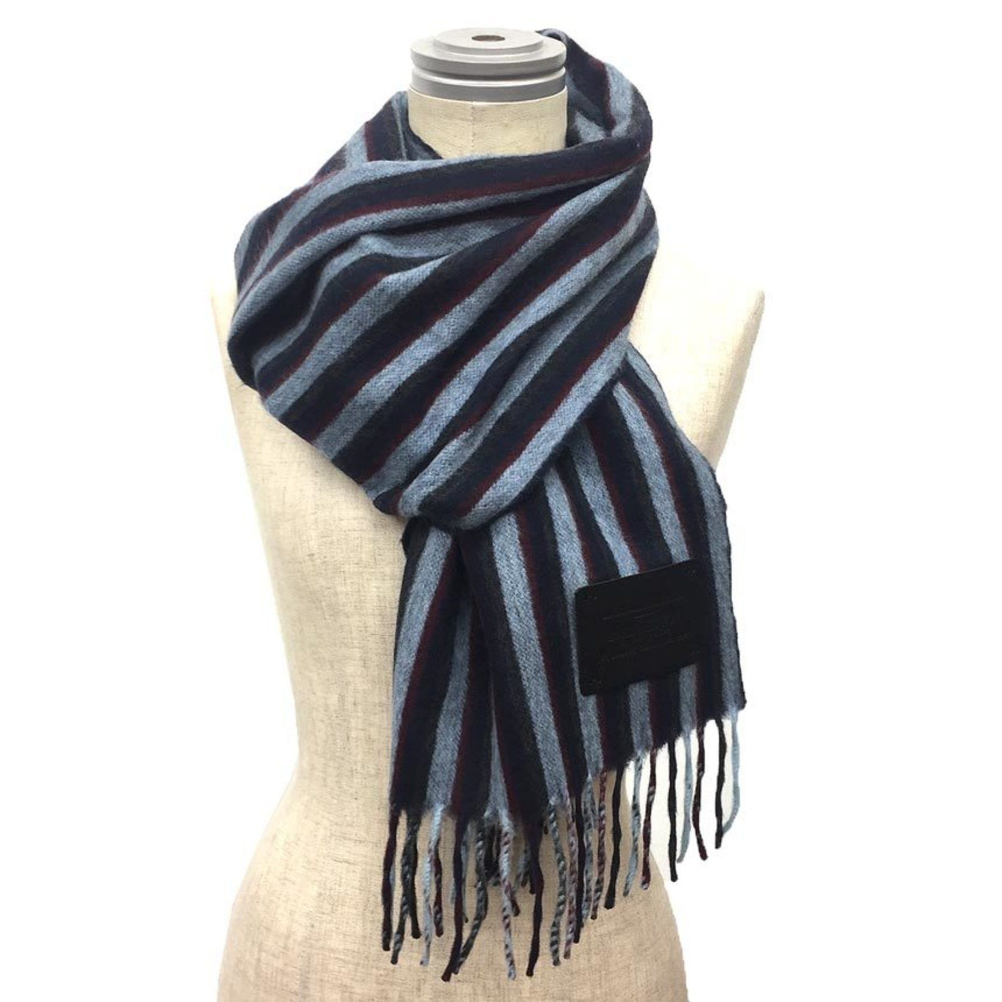 Louis Vuitton Louis Vuitton Scarf Stripe Echarpe Raye M71985 Cashmere Wool Navy x Blue Gray Men's Size ONE SIZE - 2 Thumbnail