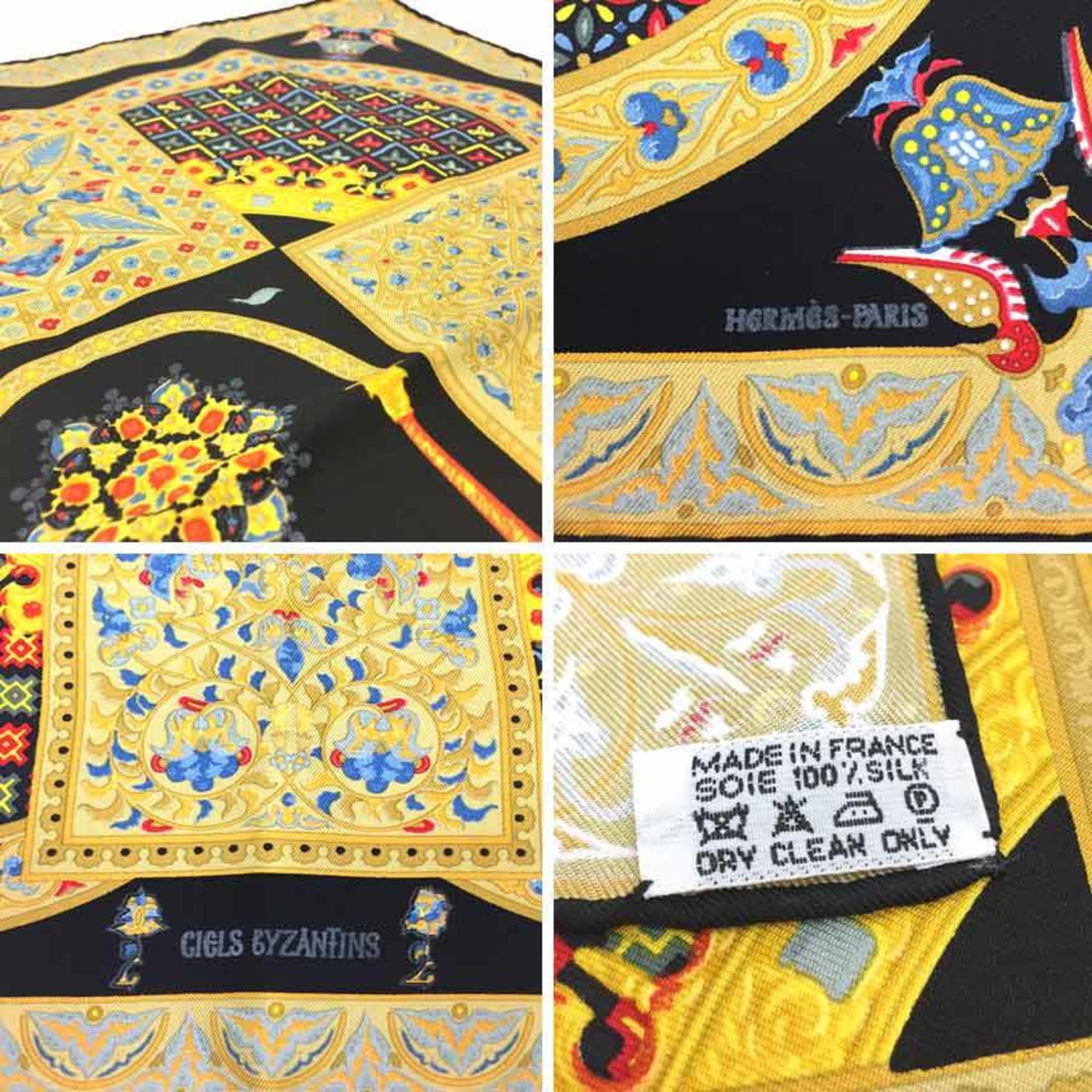 Hermes Hermes Scarf Muffler Carre 45 CIELS BYZANTINS Byzantine Sky 100% Silk Black Size ONE SIZE - 3 Thumbnail
