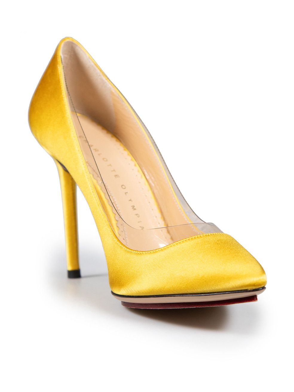 Charlotte Olympia Yellow Satin & PVC Pumps Size US 5.5 / IT 35.5 - 2 Thumbnail