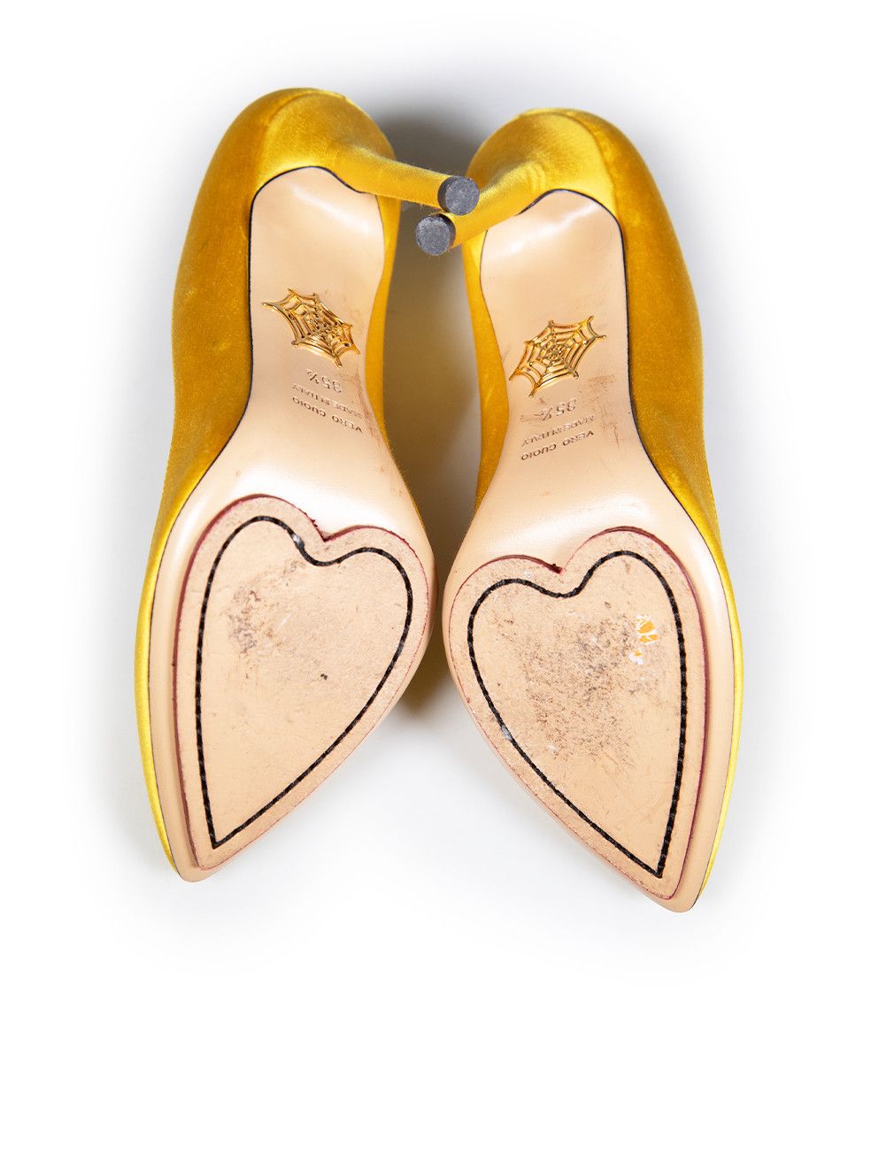 Charlotte Olympia Yellow Satin & PVC Pumps Size US 5.5 / IT 35.5 - 4 Thumbnail