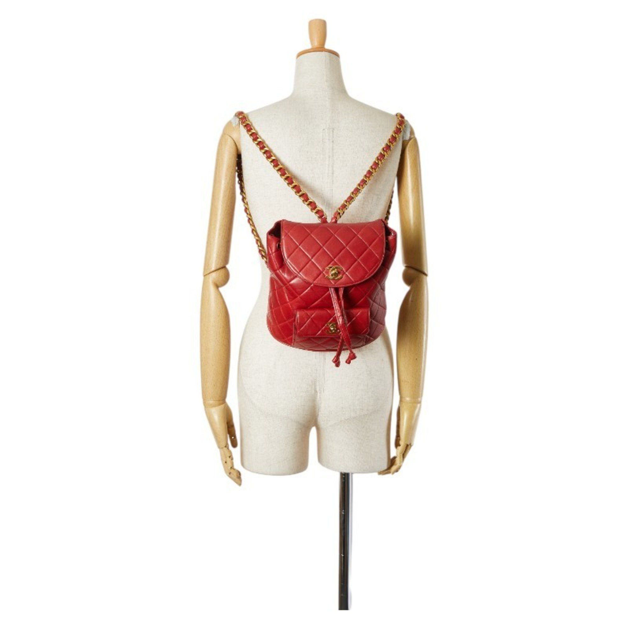 Chanel Chanel Matelasse Coco Mark Backpack Red Lambskin Women's CHANEL Size ONE SIZE - 8 Thumbnail