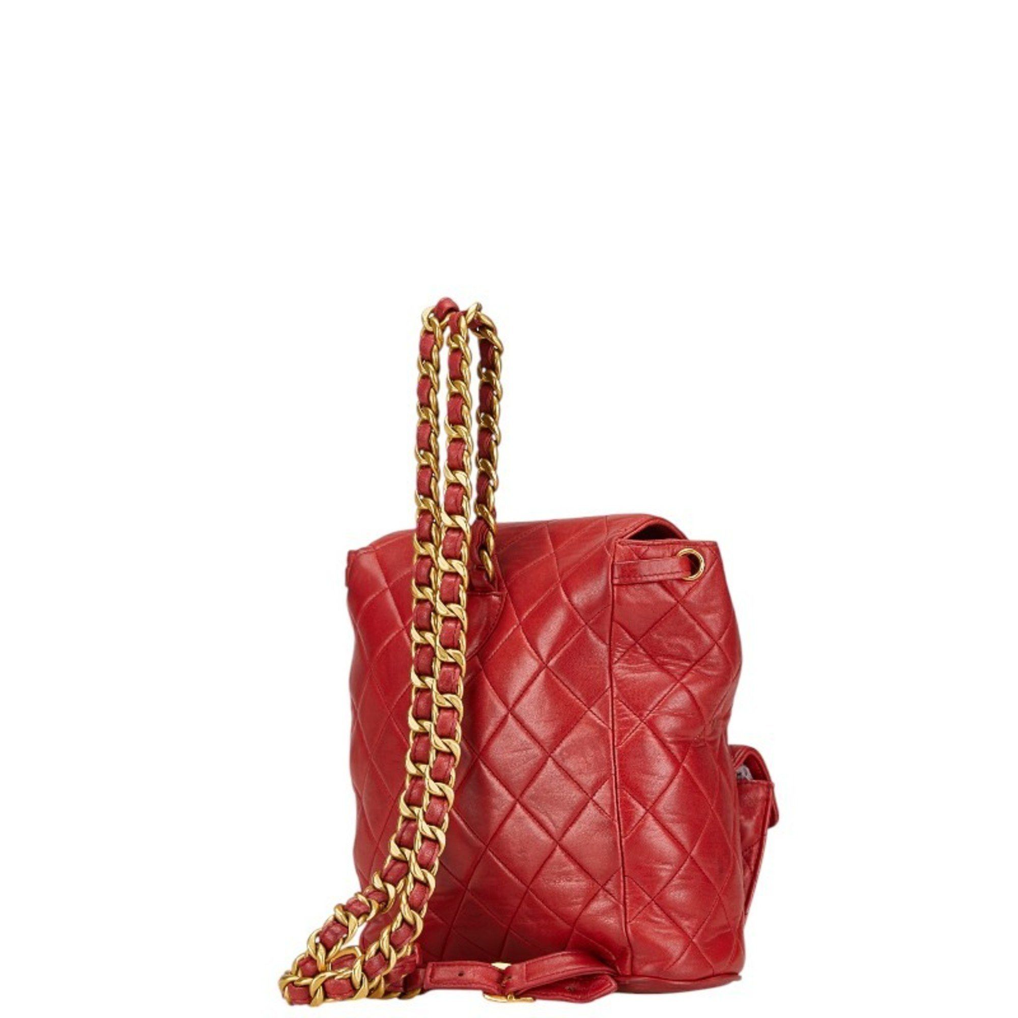 Chanel Chanel Matelasse Coco Mark Backpack Red Lambskin Women's CHANEL Size ONE SIZE - 2 Thumbnail