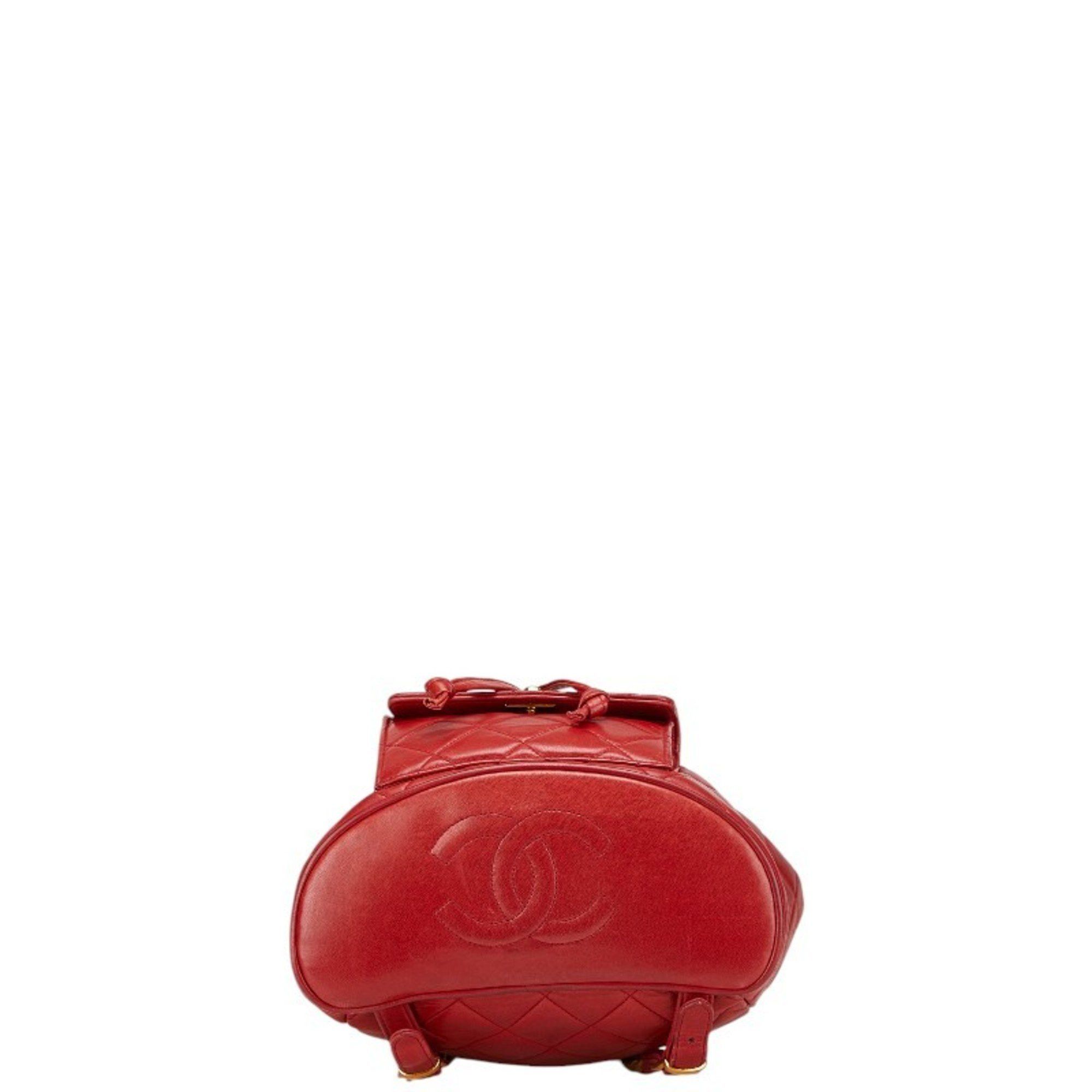 Chanel Chanel Matelasse Coco Mark Backpack Red Lambskin Women's CHANEL Size ONE SIZE - 3 Thumbnail