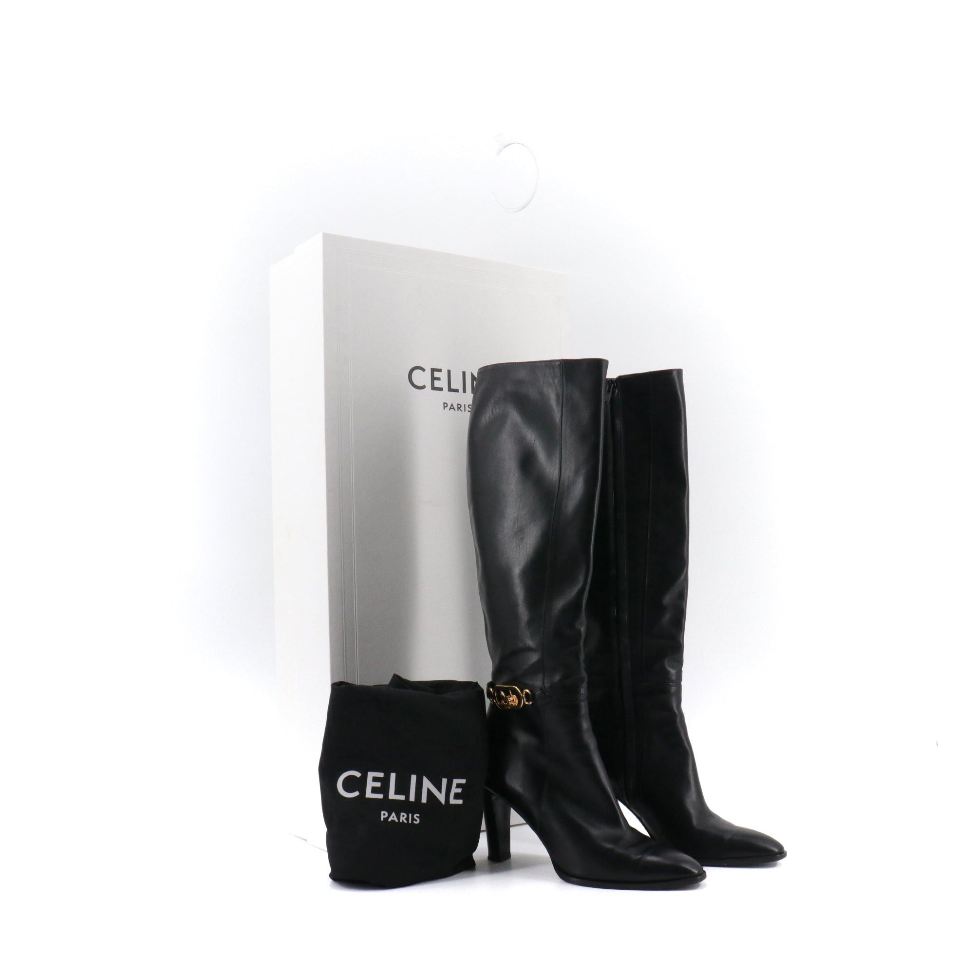 Celine CELINE - Celine heeled boots in black leather (T37) Size US 6 / IT 36 - 8 Thumbnail