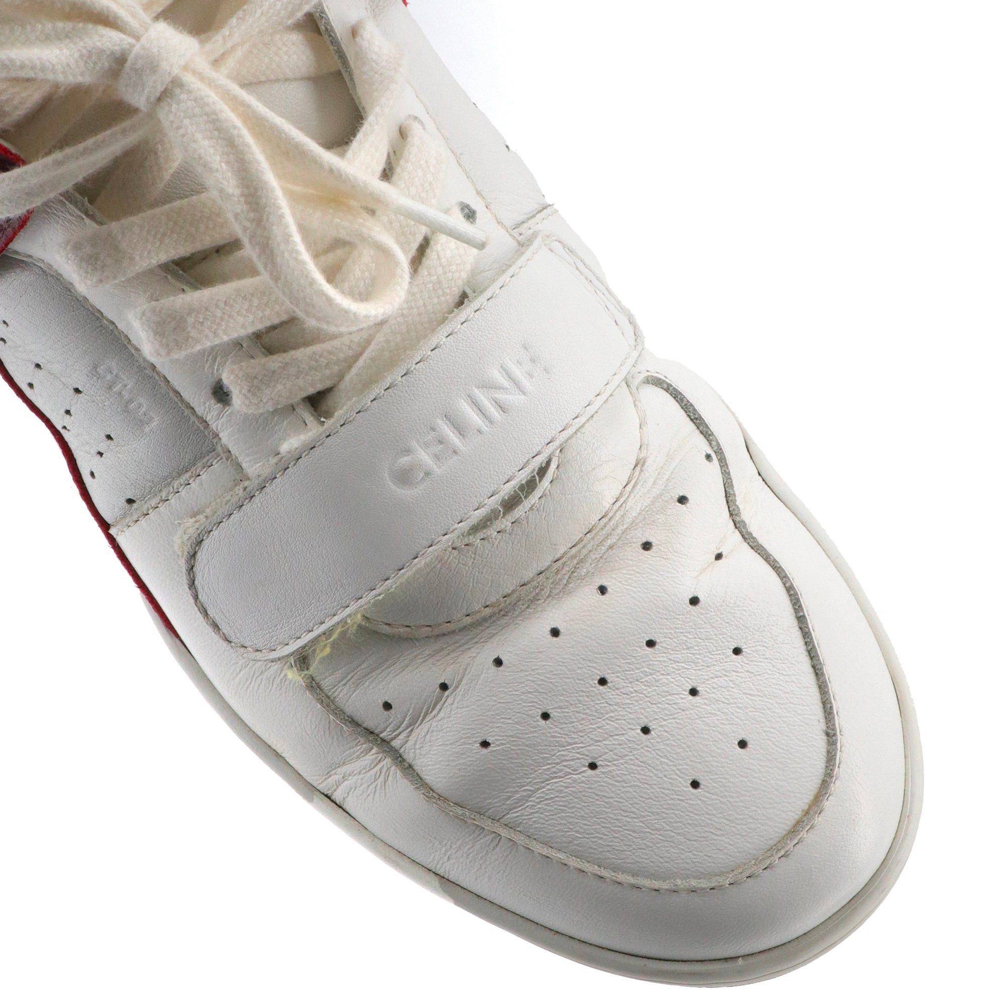 Celine CELINE - Celine CT-02 high-top sneakers in white and red leather (T39) Size US 8 / IT 38 - 3 Thumbnail