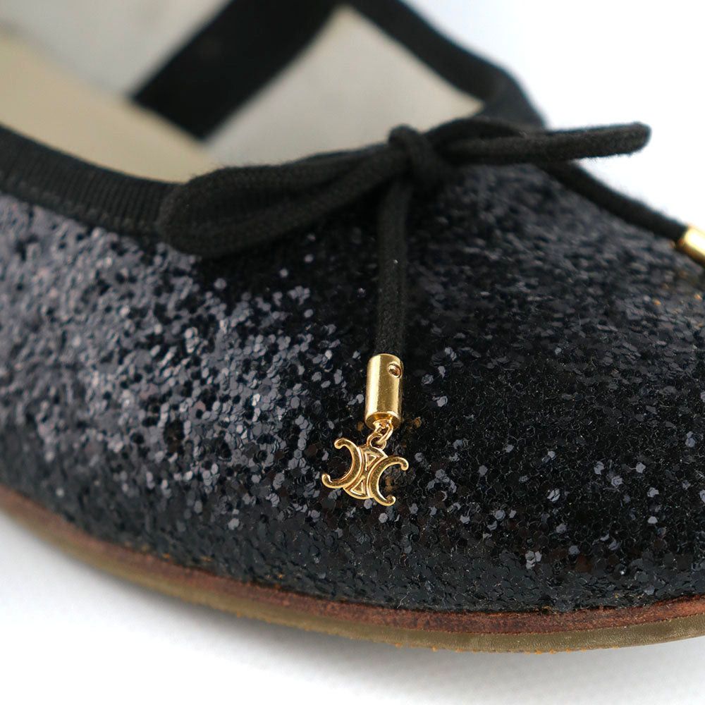 Celine CELINE - Celine Triomphe glitter ballerinas in black leather (T39) Size US 8 / IT 38 - 6 Thumbnail
