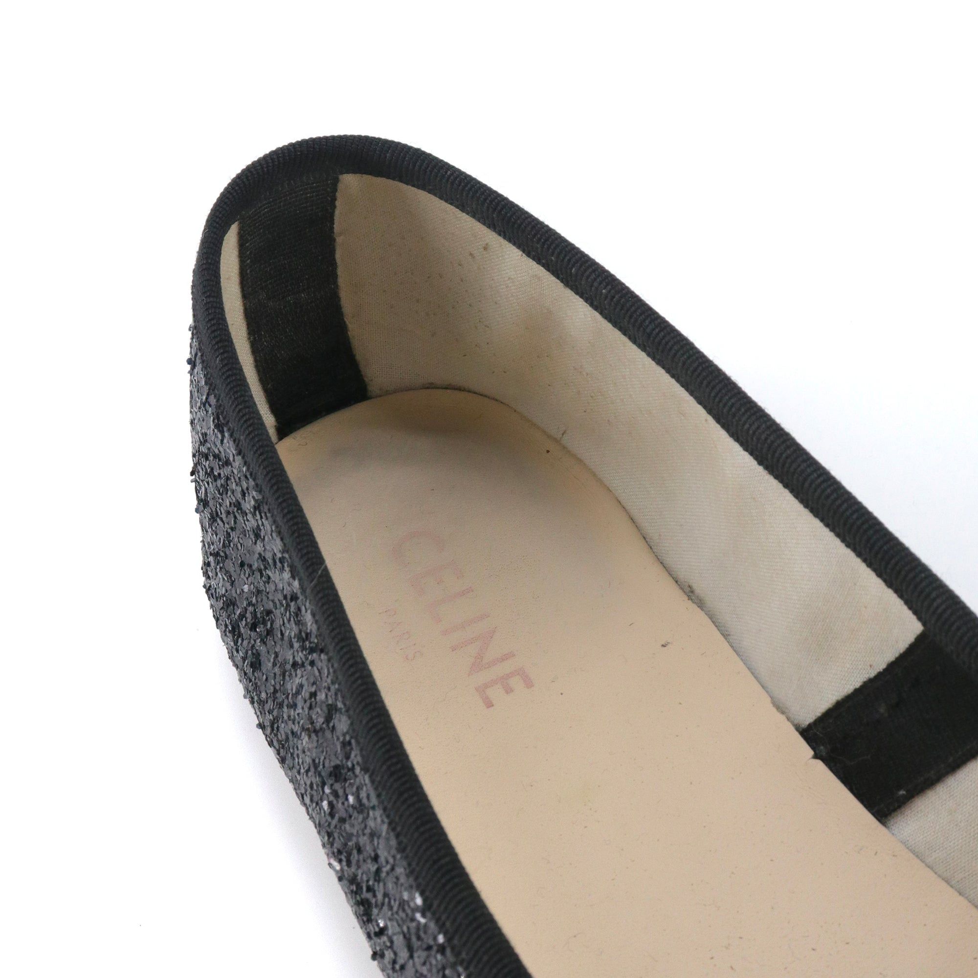 Celine CELINE - Celine Triomphe glitter ballerinas in black leather (T39) Size US 8 / IT 38 - 11 Thumbnail