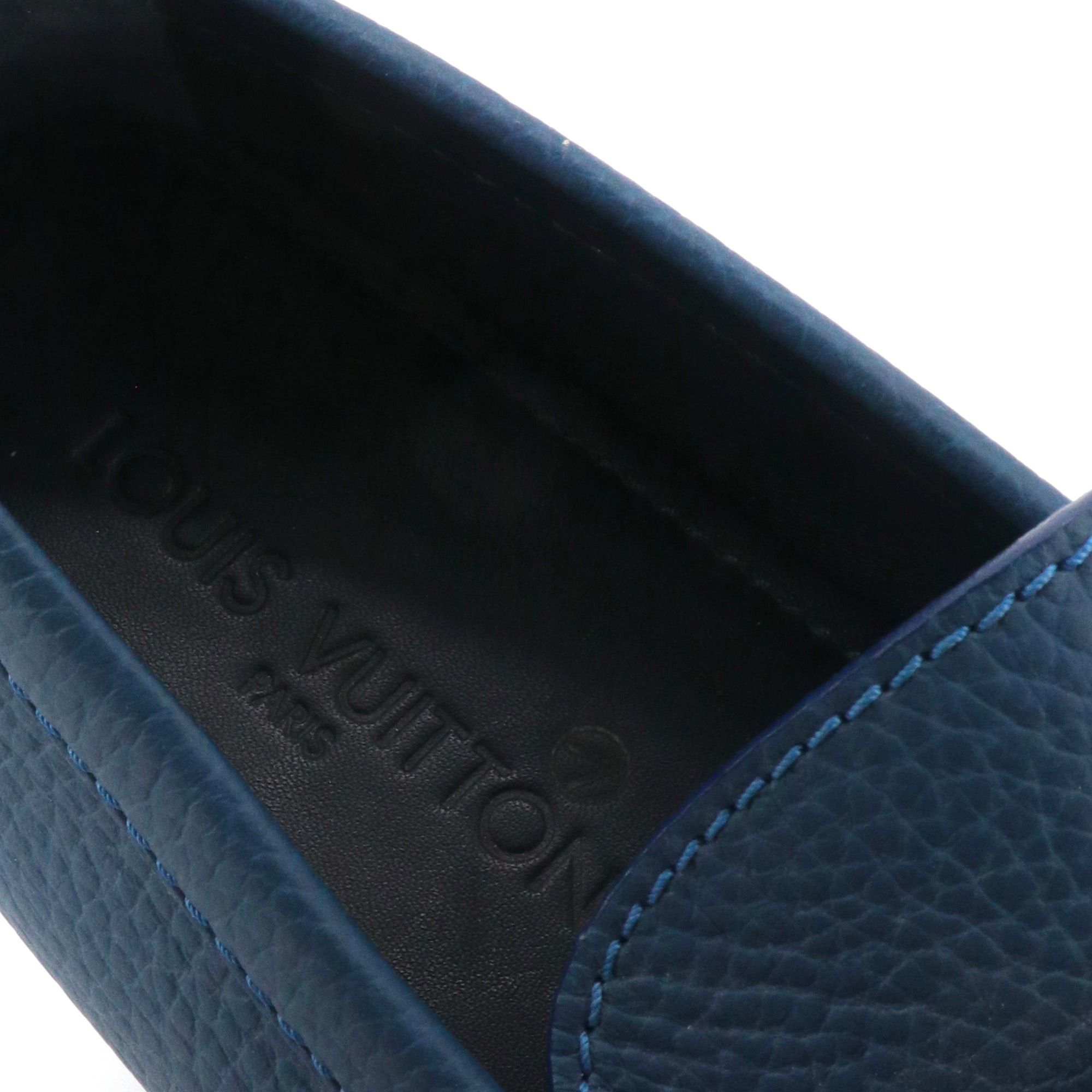 Louis Vuitton LOUIS VUITTON - Louis Vuitton Hockenheim loafers in blue grained leather (T39) Size US 6 / EU 39 - 5 Thumbnail