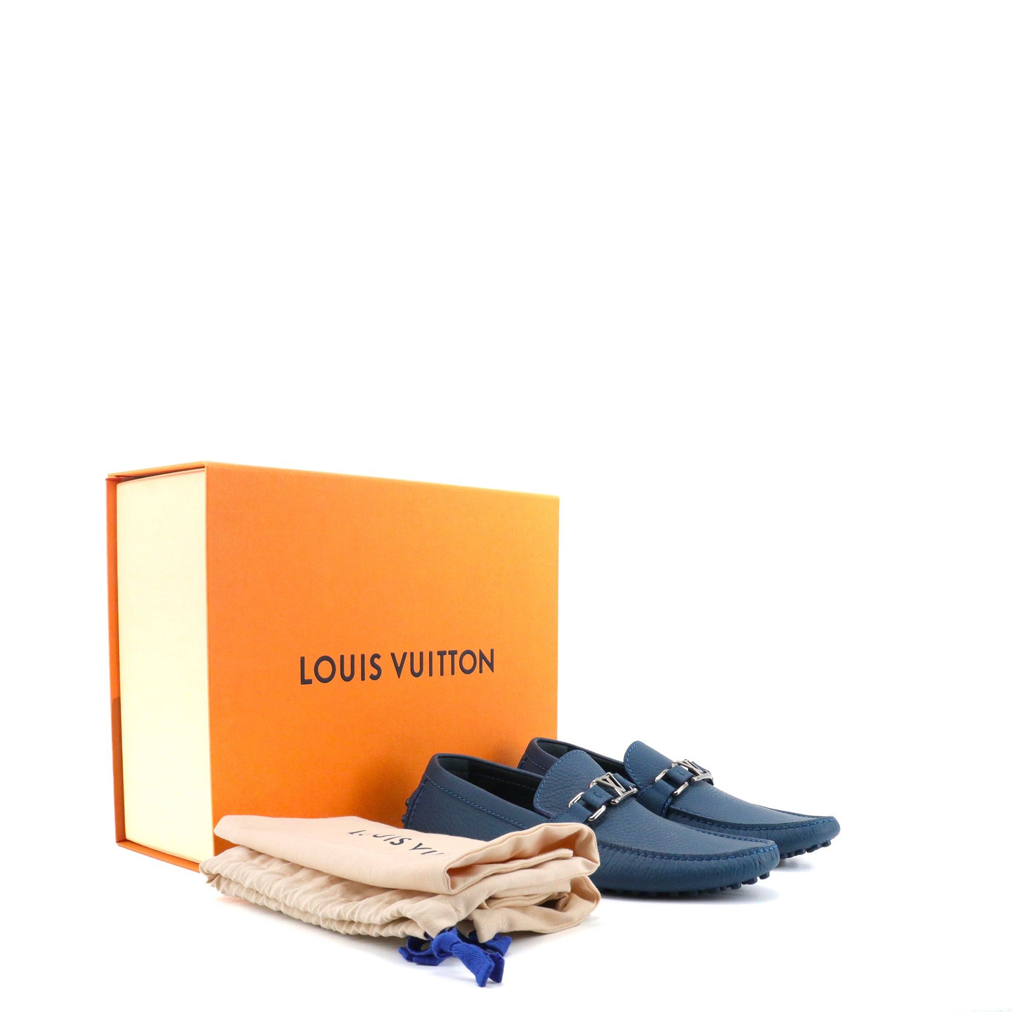 Louis Vuitton LOUIS VUITTON - Louis Vuitton Hockenheim loafers in blue grained leather (T39) Size US 6 / EU 39 - 7 Thumbnail