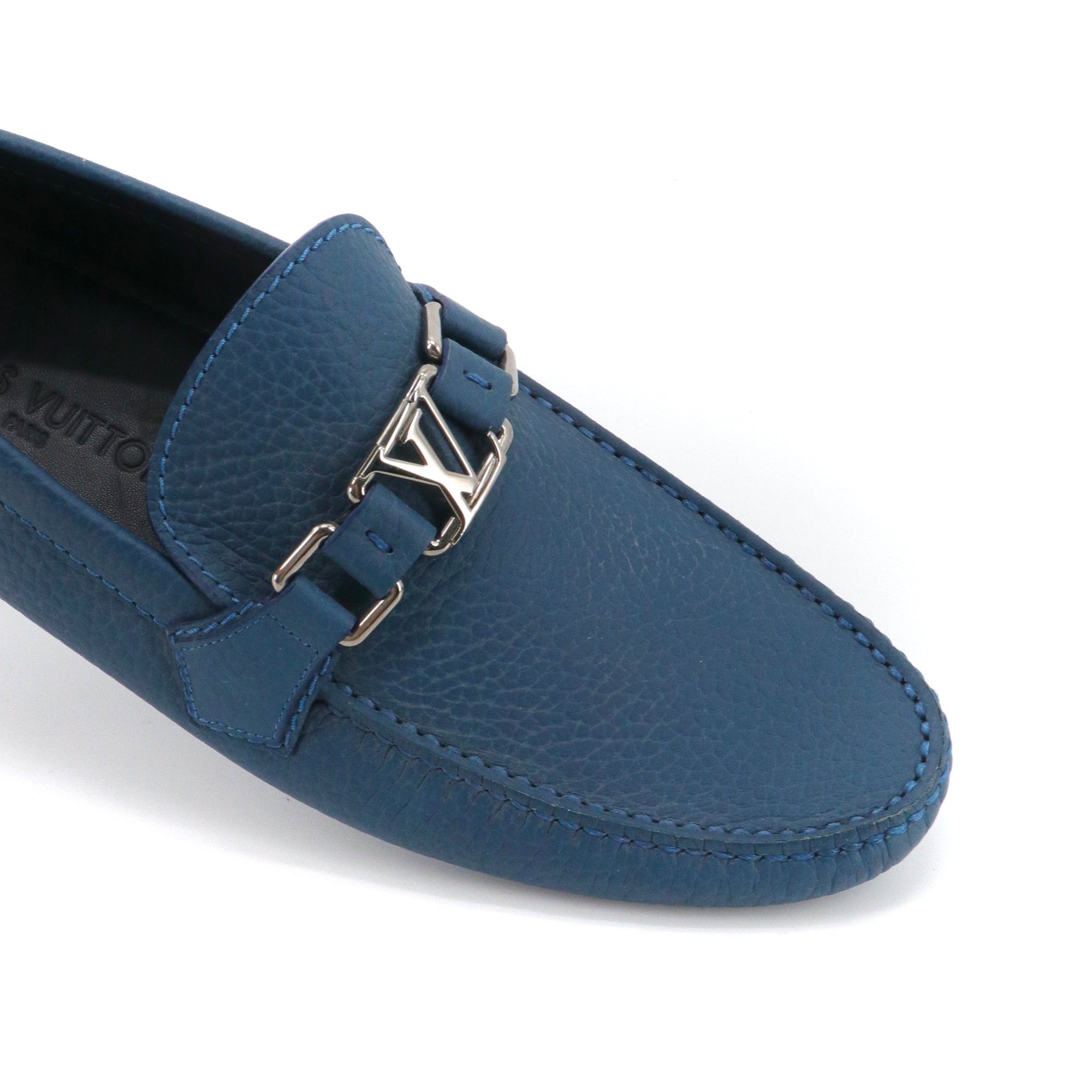 Louis Vuitton LOUIS VUITTON - Louis Vuitton Hockenheim loafers in blue grained leather (T39) Size US 6 / EU 39 - 4 Thumbnail