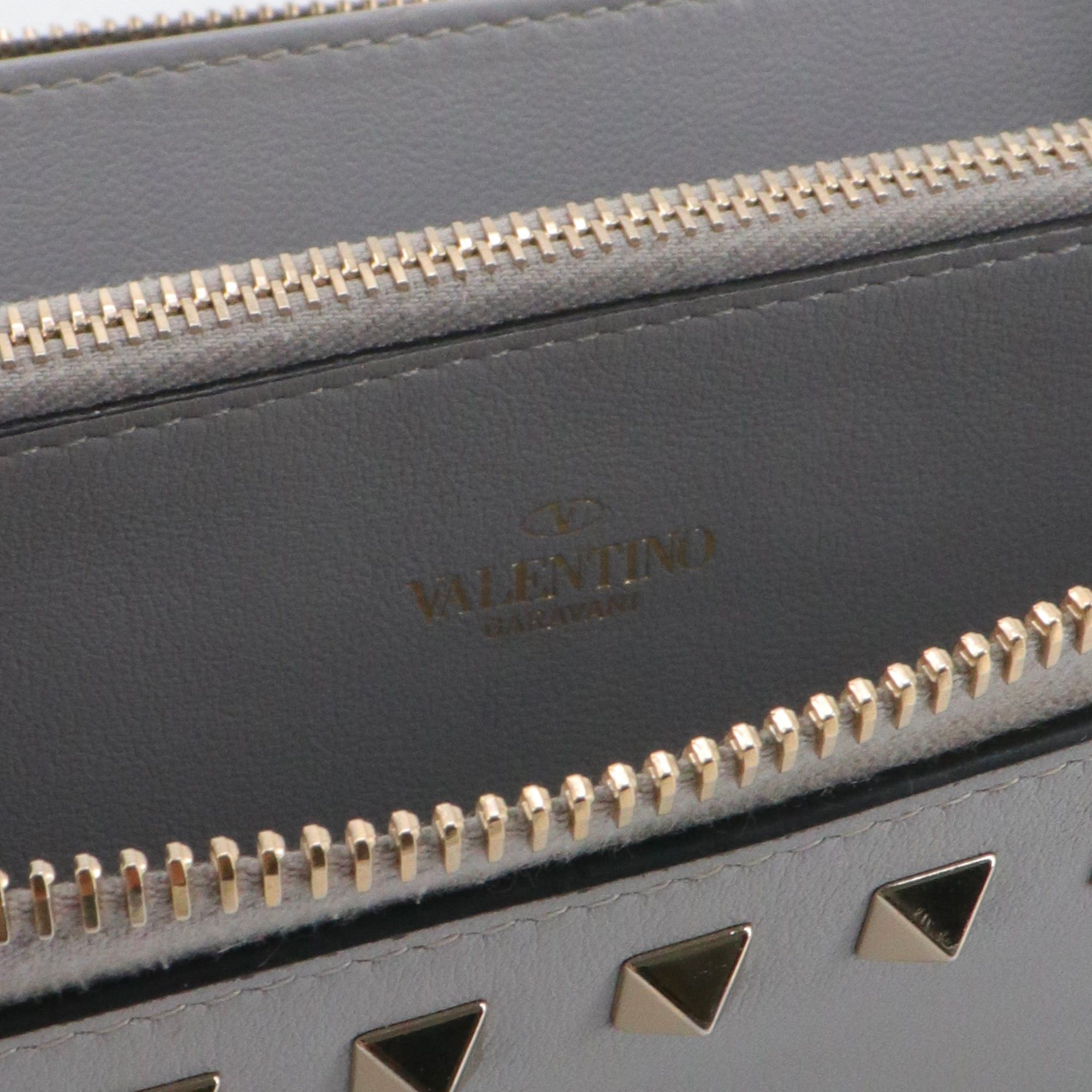 Valentino VALENTINO - Valentino Rockstud wallet in gray leather with studs Size ONE SIZE - 6 Thumbnail