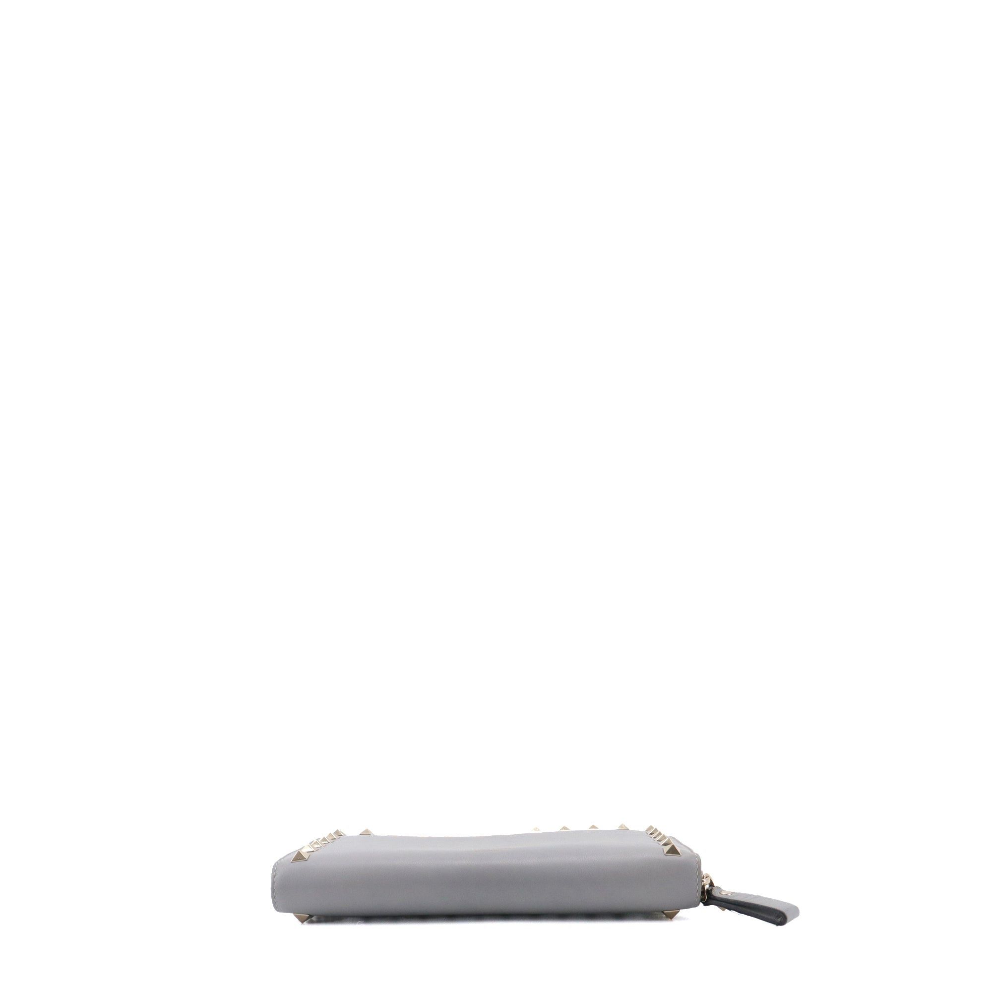 Valentino VALENTINO - Valentino Rockstud wallet in gray leather with studs Size ONE SIZE - 3 Thumbnail