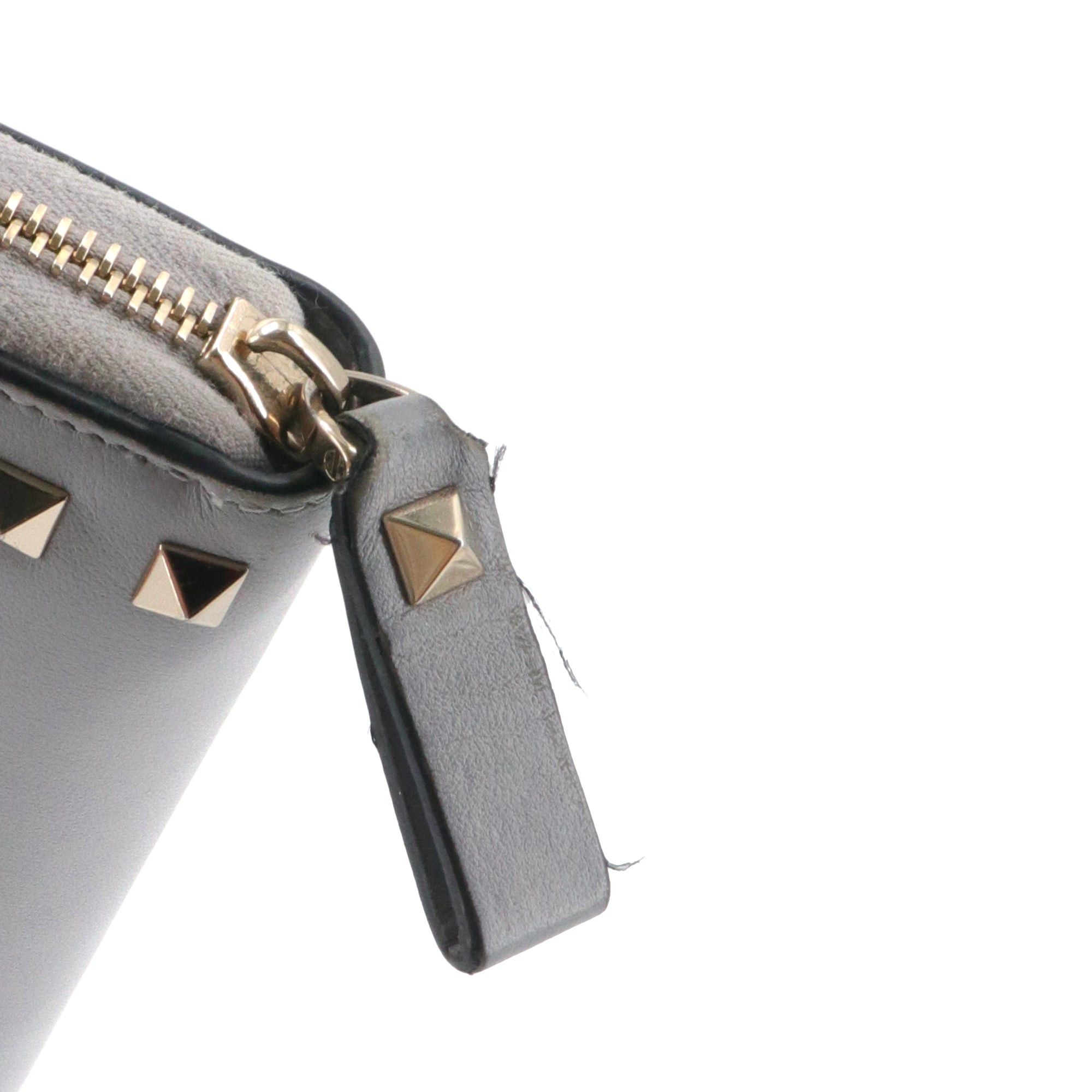 Valentino VALENTINO - Valentino Rockstud wallet in gray leather with studs Size ONE SIZE - 5 Thumbnail
