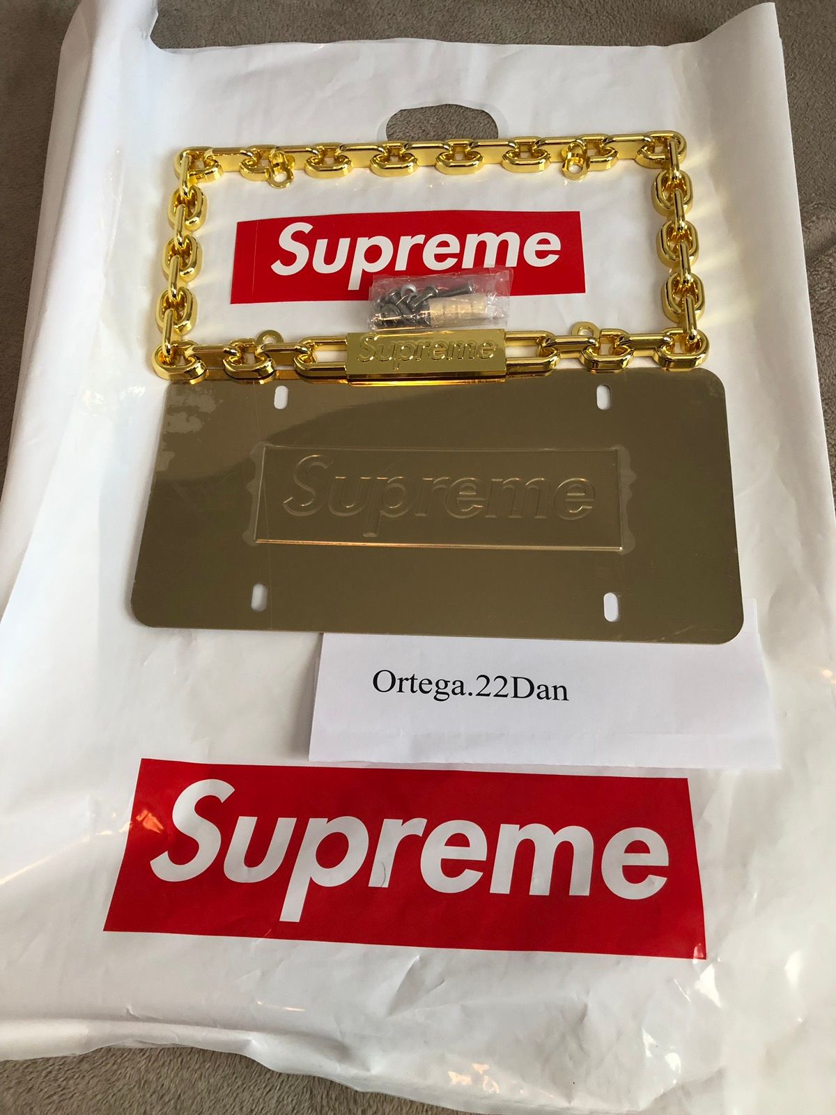 Supreme Supreme Gold Chain License Plate & Frame | Grailed