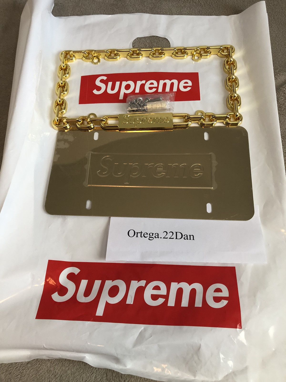 Supreme Chain License Plate Frame Gold