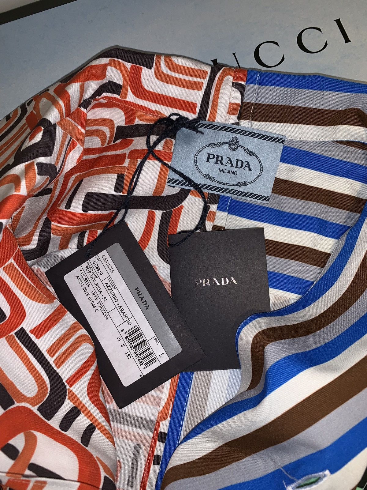 Prada Prada Men s Flame Two Print Short Sleeve Sport Shirt Grailed