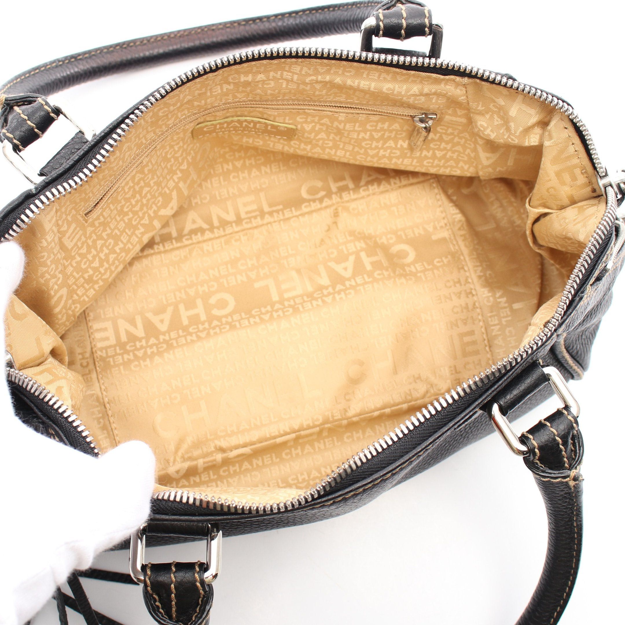 Chanel Chanel Handbag Embossed Logo Tassel Leather Black Silver Hardware Size ONE SIZE - 3 Thumbnail