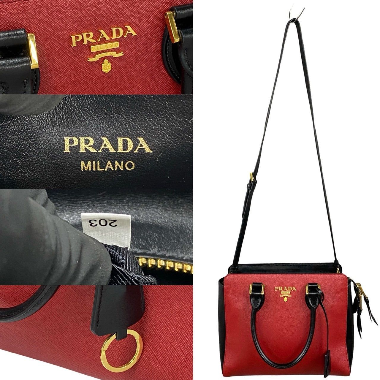 Prada Prada Shoulder Bag Red Leather Size ONE SIZE - 3 Thumbnail