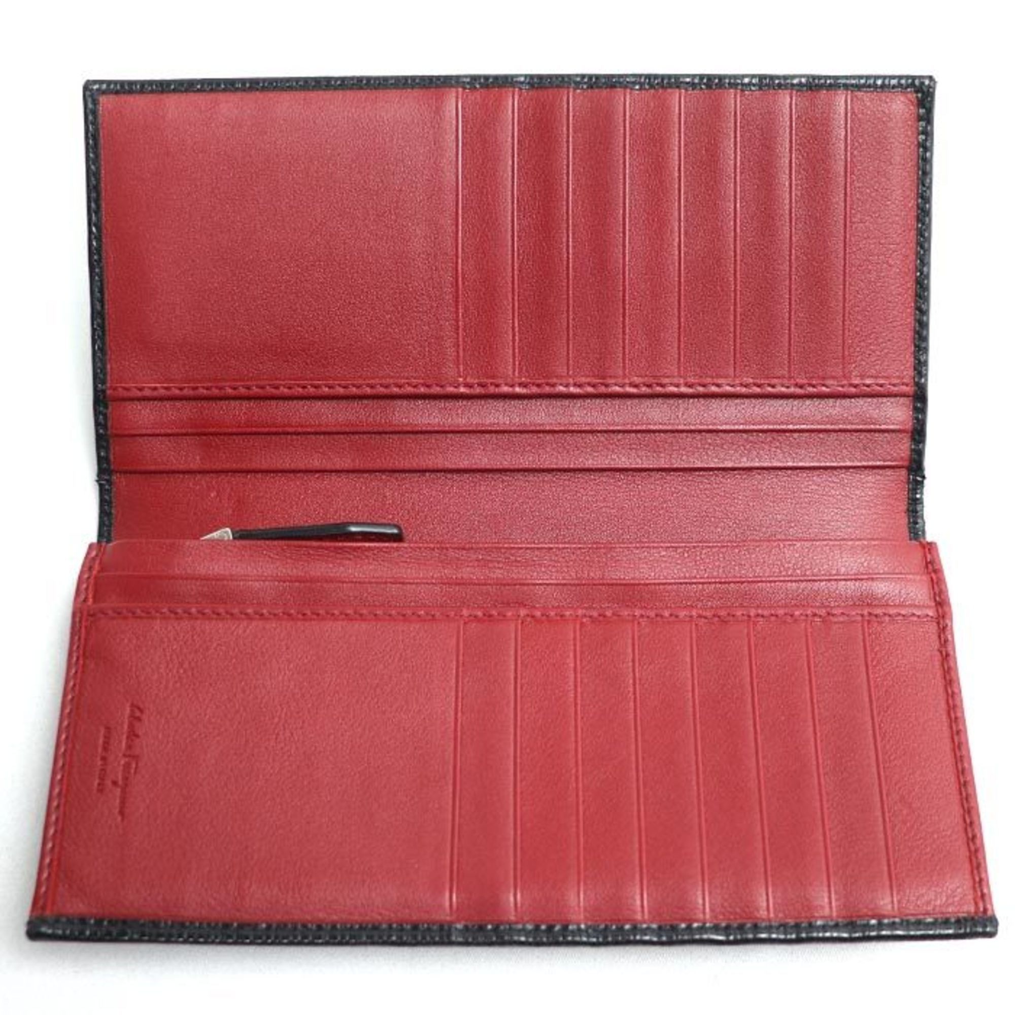 Salvatore Ferragamo Salvatore Ferragamo Gancini Long Wallet NERO/RED 66A069 686018 Men's Size ONE SIZE - 3 Thumbnail