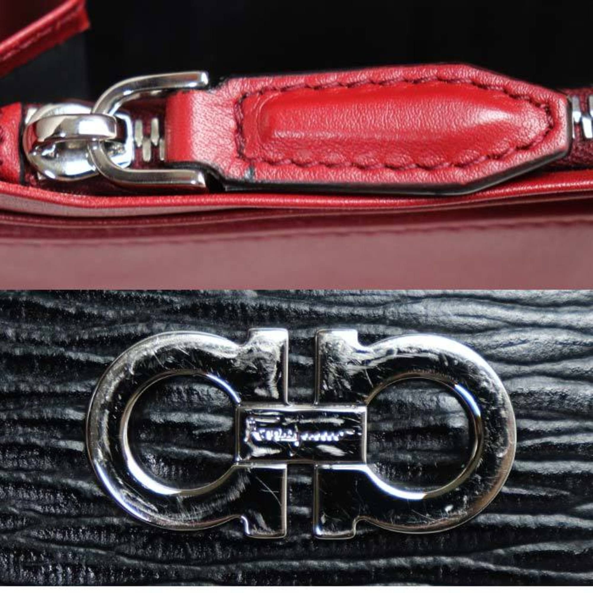 Salvatore Ferragamo Salvatore Ferragamo Gancini Long Wallet NERO/RED 66A069 686018 Men's Size ONE SIZE - 6 Thumbnail