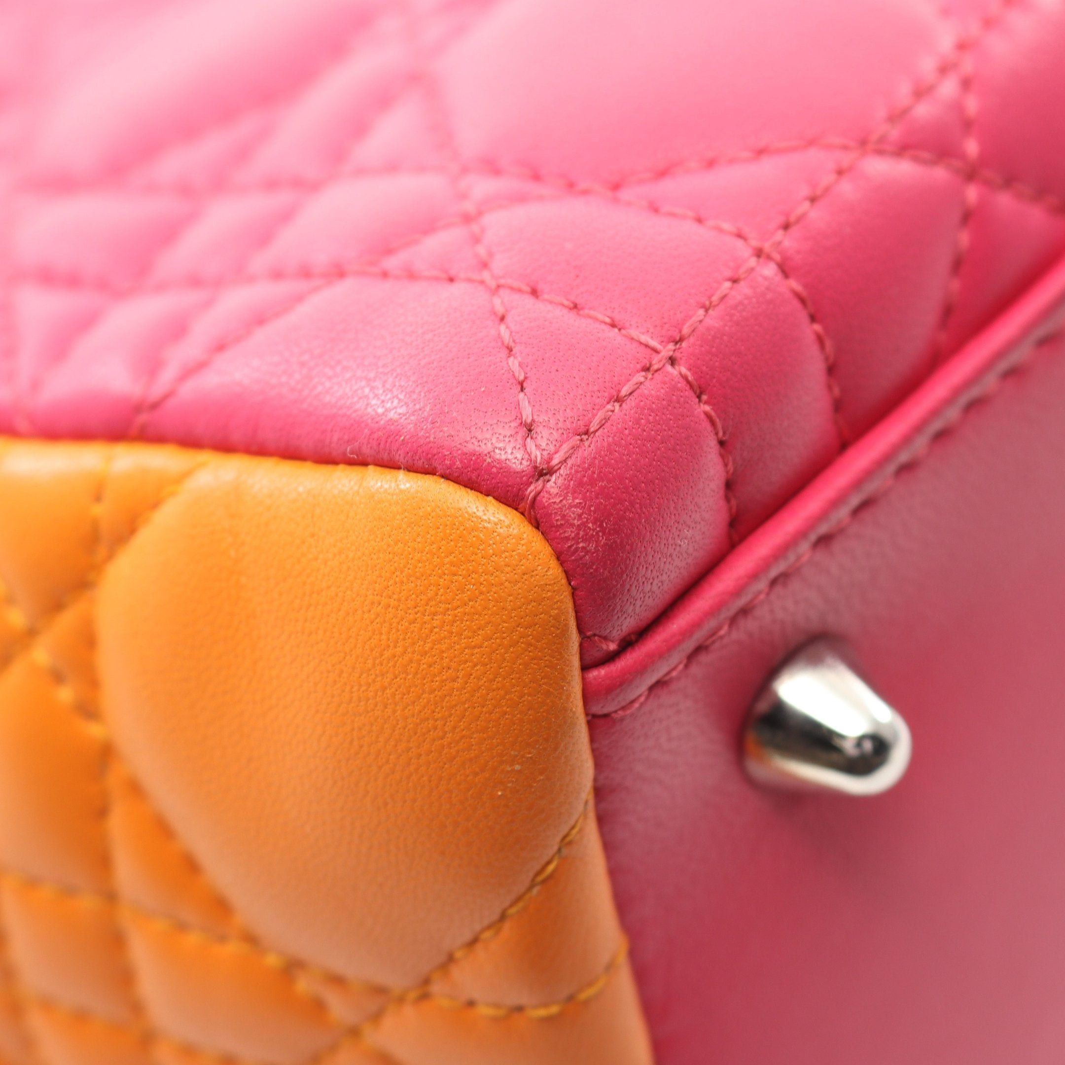 Dior Dior Lady Dior Canage Handbag Leather Pink Purple Orange Size ONE SIZE - 7 Thumbnail