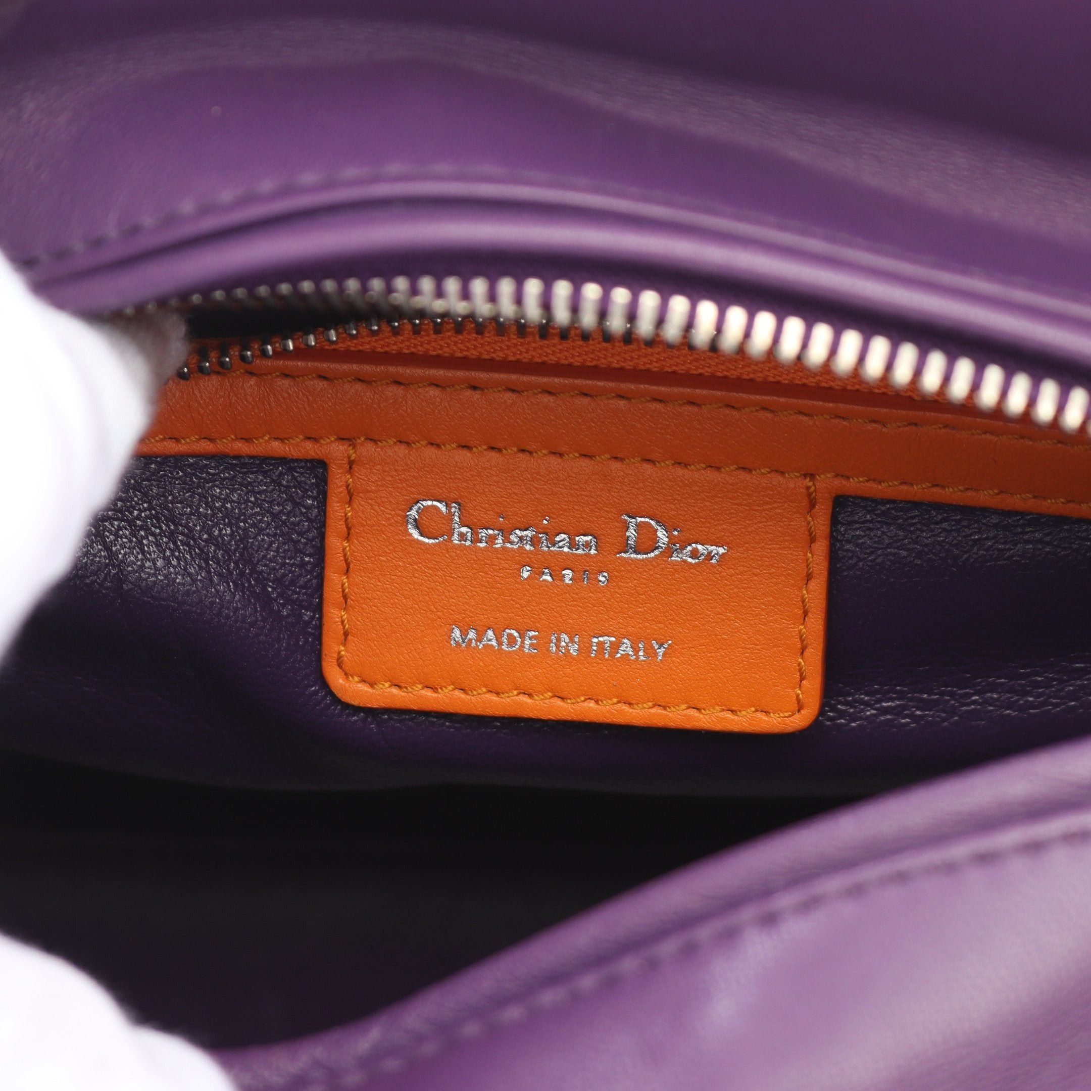 Dior Dior Lady Dior Canage Handbag Leather Pink Purple Orange Size ONE SIZE - 4 Thumbnail