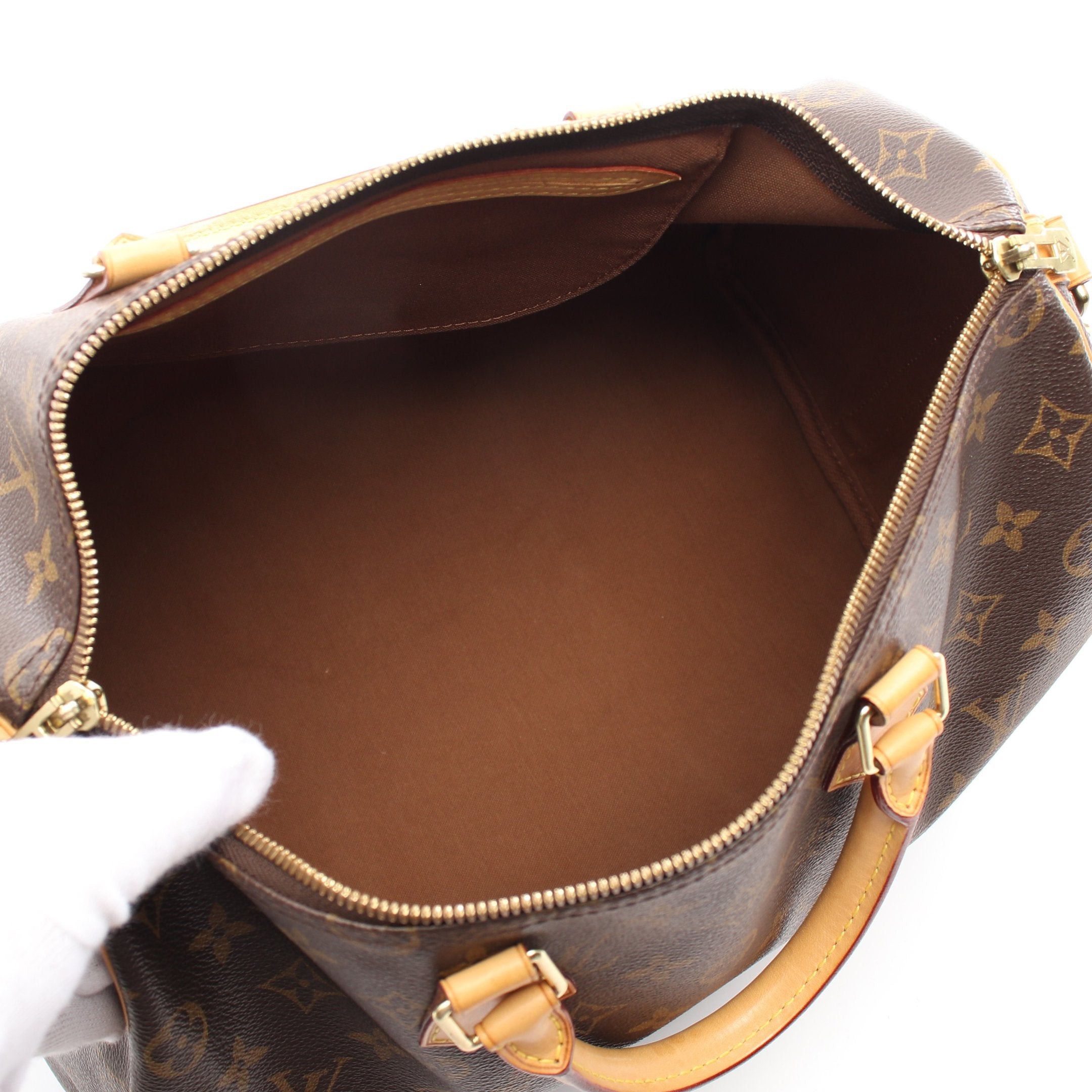Louis Vuitton Louis Vuitton Speedy 35 Monogram Handbag Leather Brown Size ONE SIZE - 3 Thumbnail