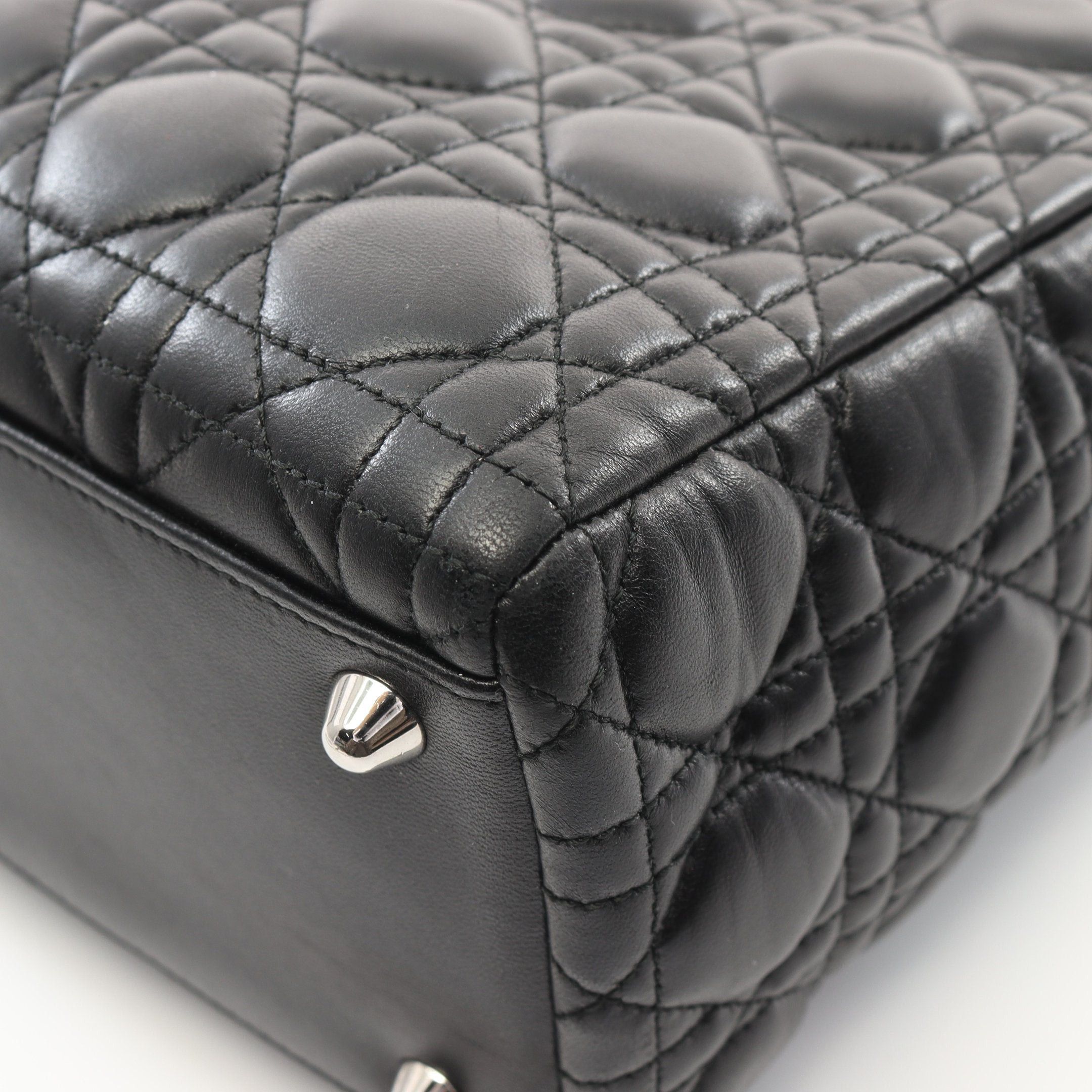 Dior Dior Lady Dior Canage Large Handbag Leather Black Size ONE SIZE - 5 Thumbnail